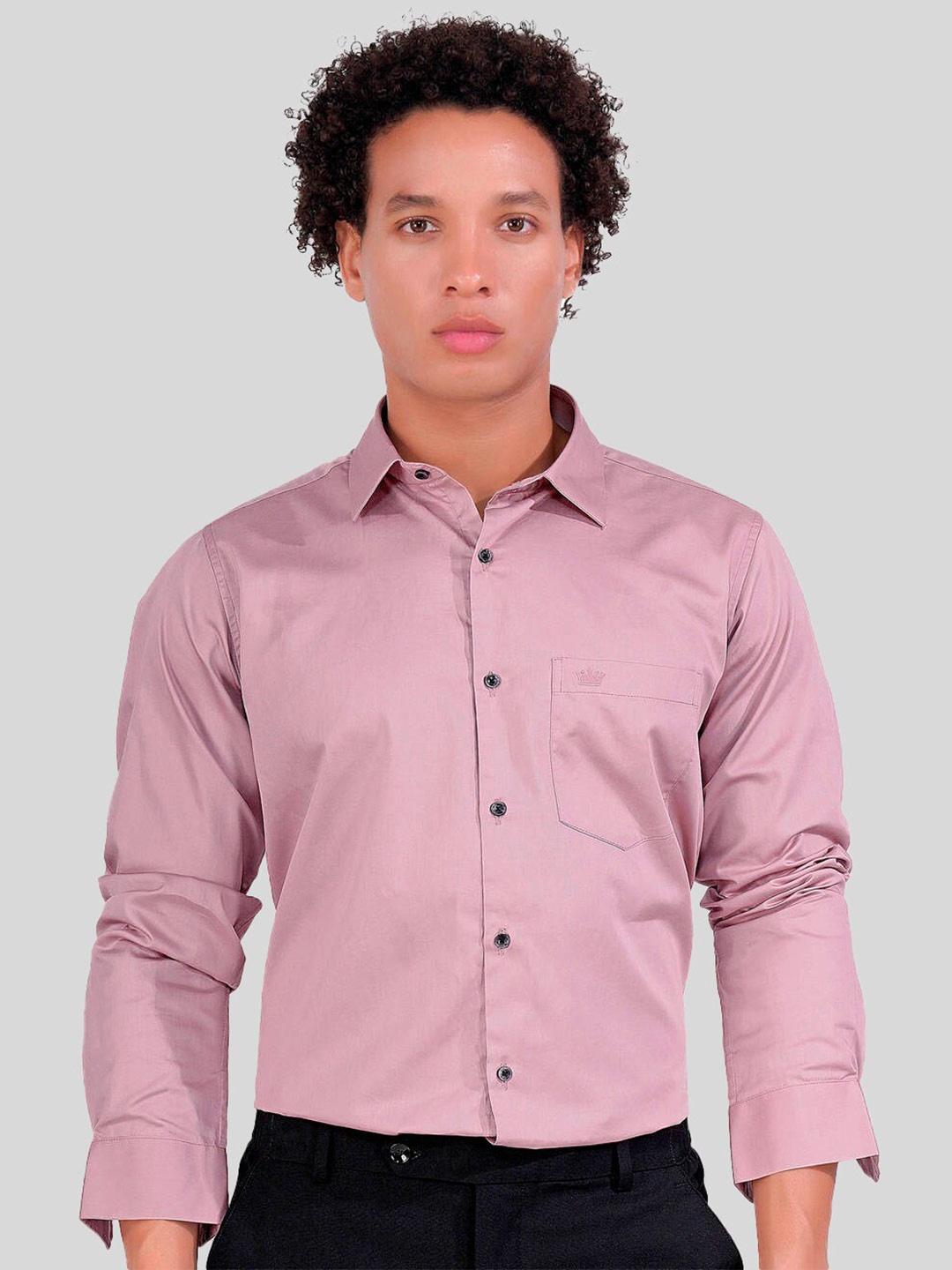 

FRENCH CROWN Standard Regular Fit Opaque Cotton Casual Shirt, Pink