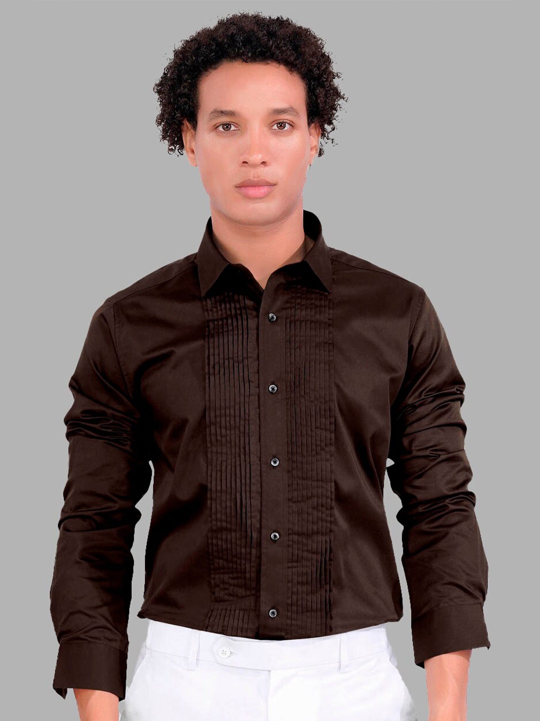 

FRENCH CROWN Standard Cotton Regular Fit Casual Shirt, Brown