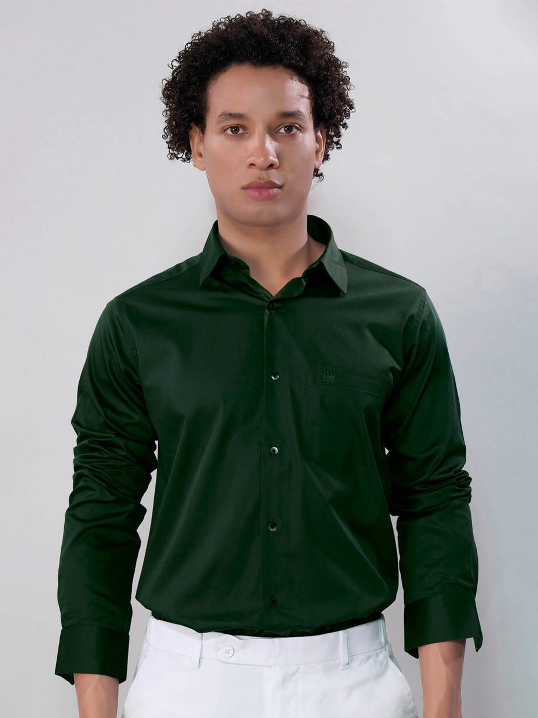 

FRENCH CROWN Standard Cotton Regular Fit Casual Shirt, Green