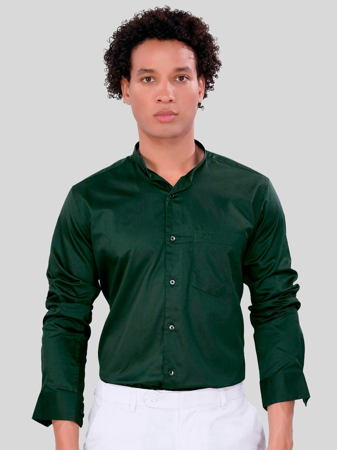 

FRENCH CROWN Standard Fit Cotton Casual Shirt, Green