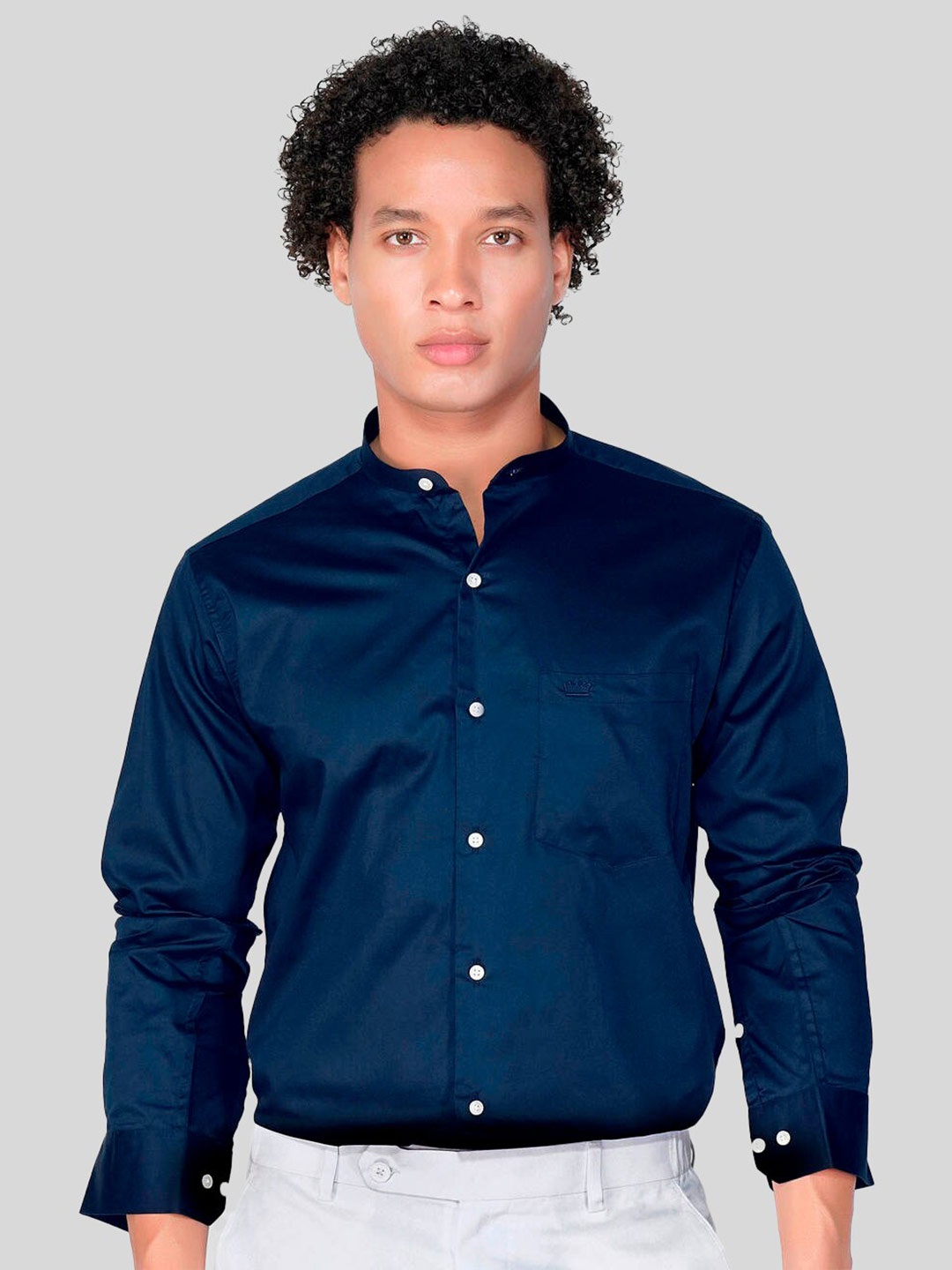 

FRENCH CROWN Standard Regular Fit Opaque Cotton Casual Shirt, Blue