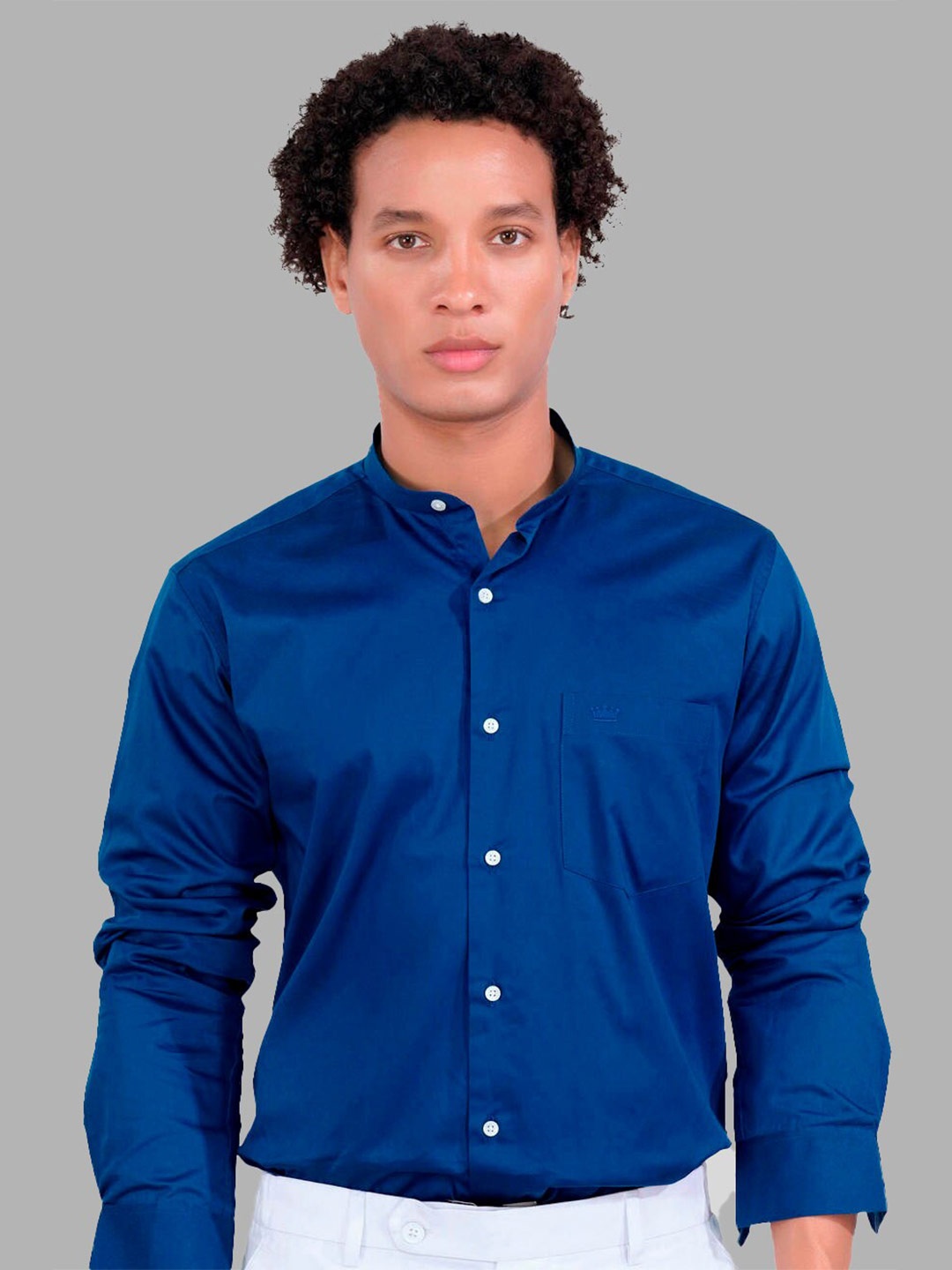 

FRENCH CROWN Standard Regular Fit Opaque Cotton Casual Shirt, Blue
