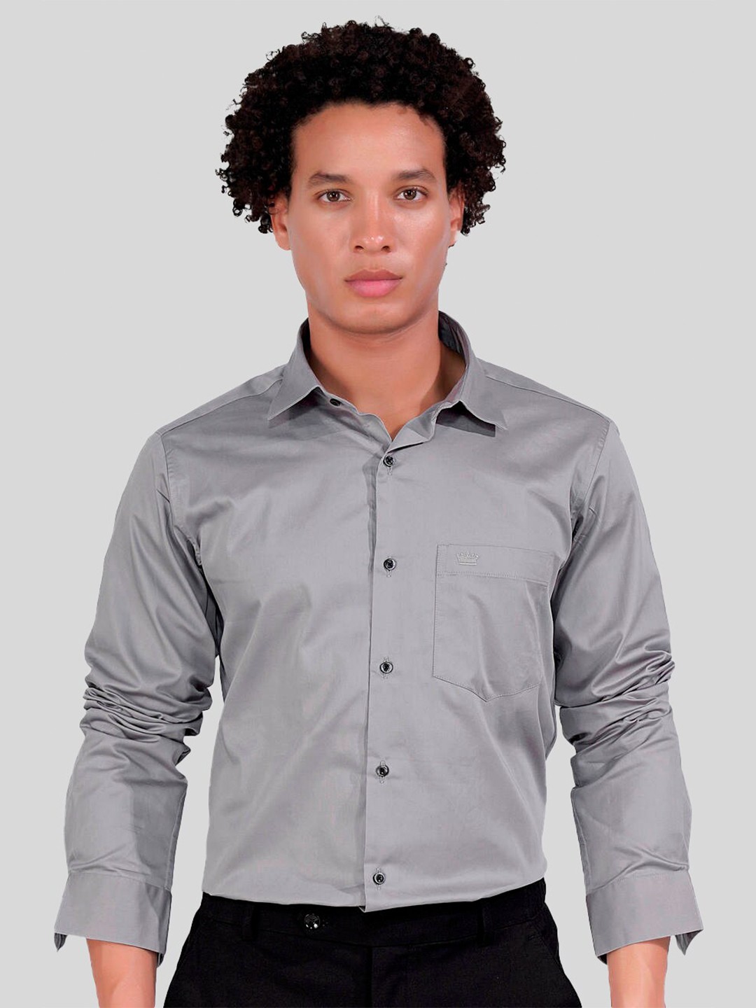 

FRENCH CROWN Standard Cotton Casual Shirt, Grey