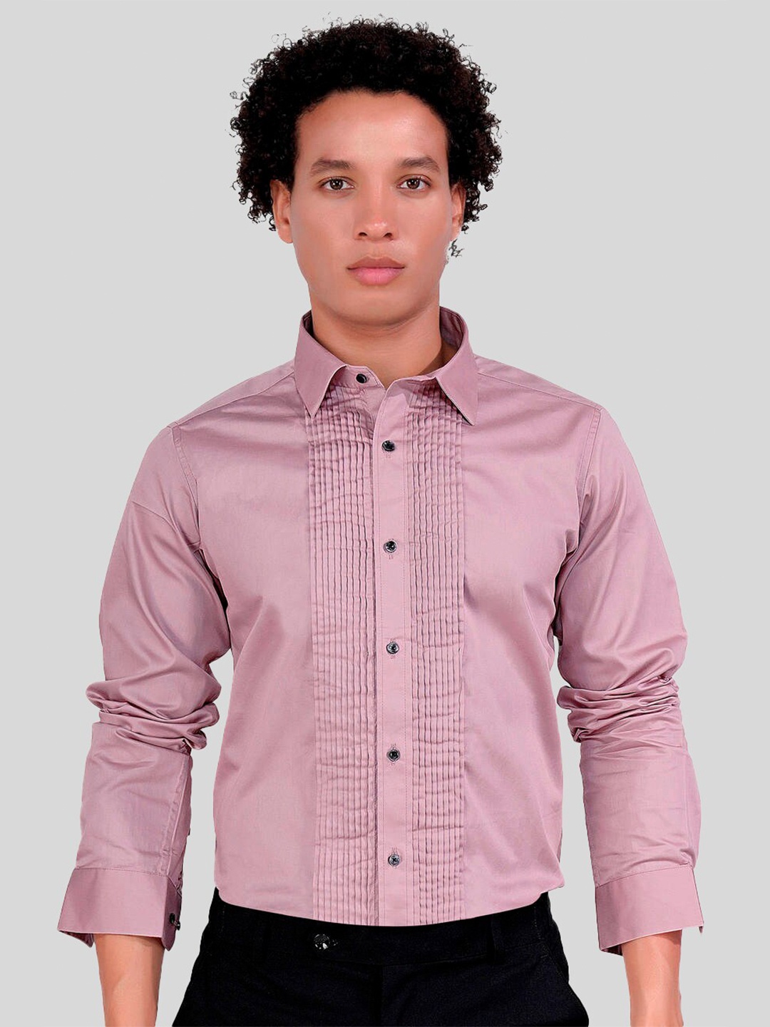 

FRENCH CROWN Standard Regular Fit Spread Collar Cotton Casual Shirt, Pink