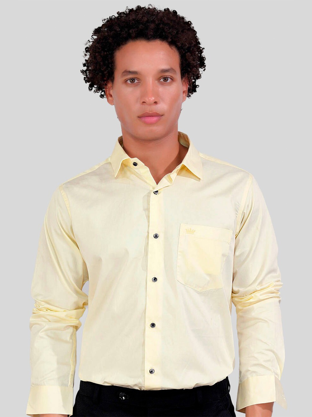 

FRENCH CROWN Standard Pure Cotton Casual Shirt, Yellow