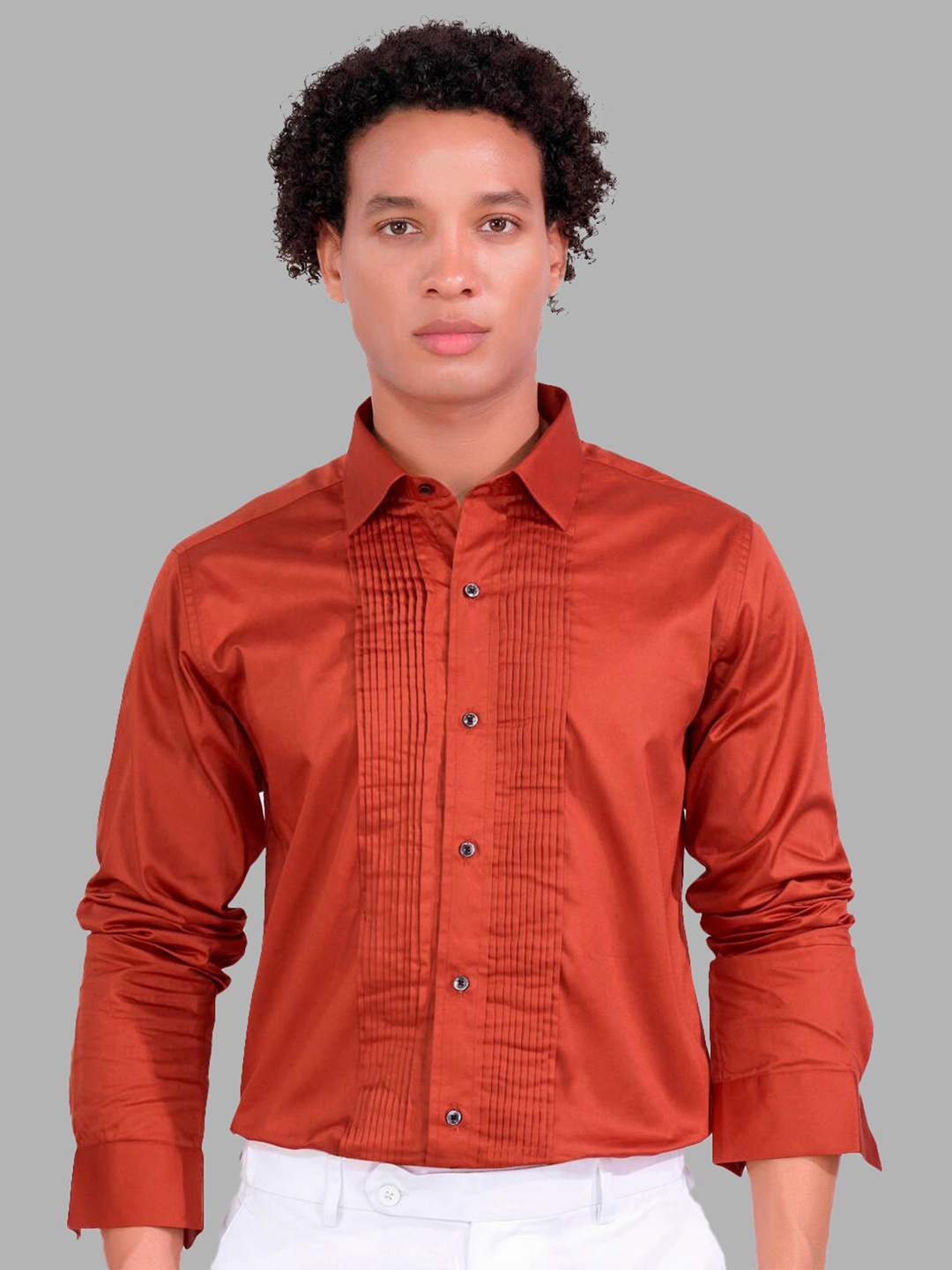 

FRENCH CROWN Men Orange Standard Opaque Casual Shirt