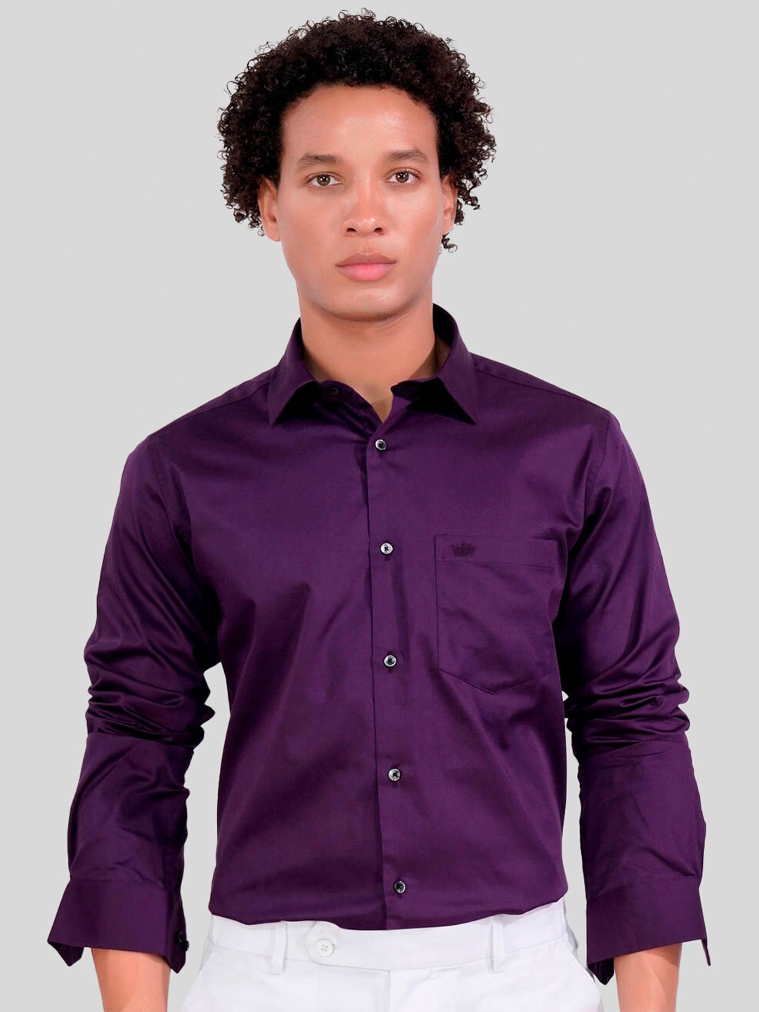 

FRENCH CROWN Standard Regular Fit Opaque Cotton Casual Shirt, Purple