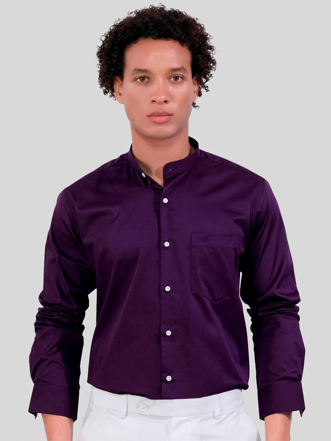

FRENCH CROWN Standard Opaque Cotton Casual Shirt, Purple