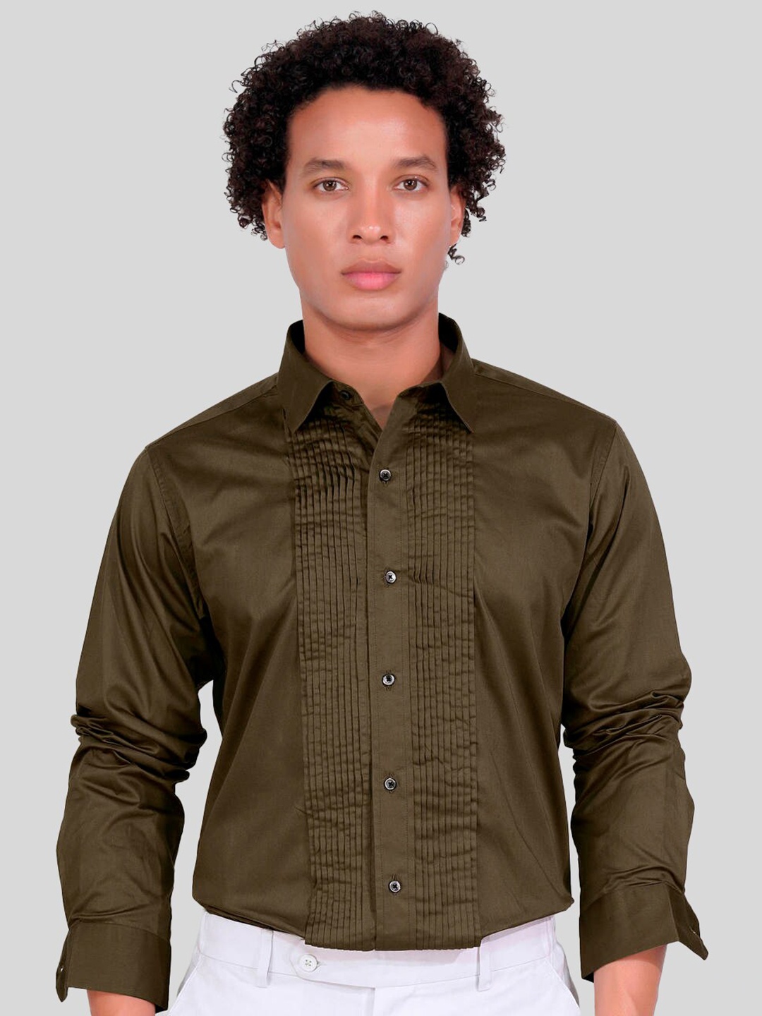 

FRENCH CROWN Standard Cotton Casual Shirt, Brown