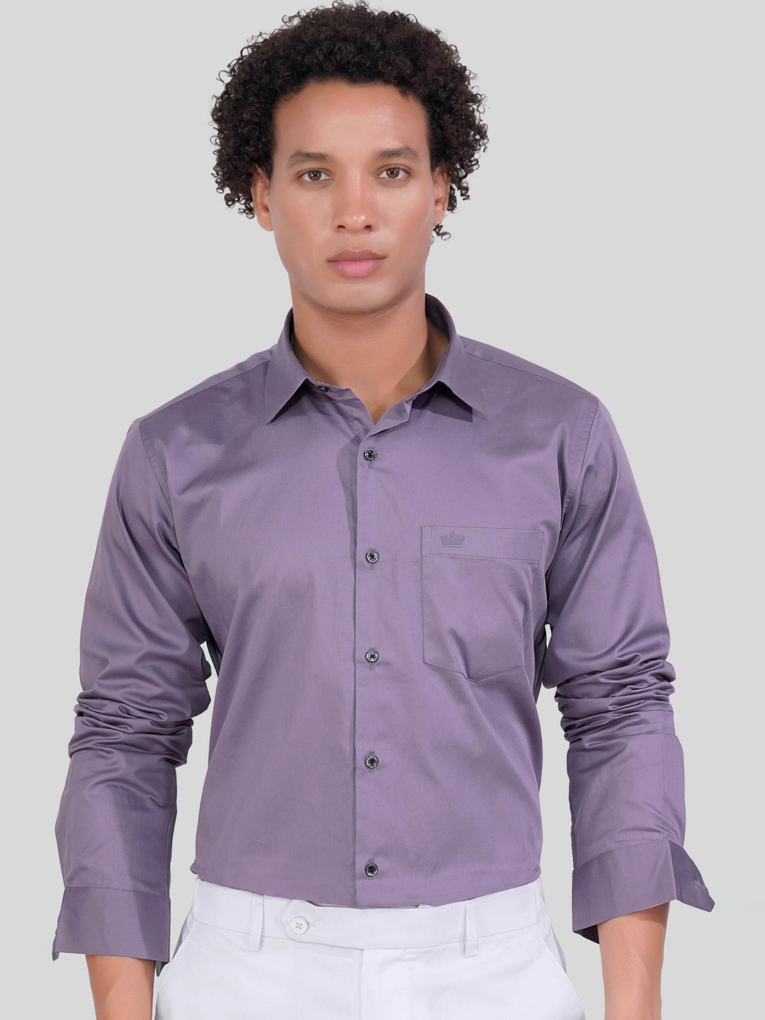 

FRENCH CROWN Standard Spread Collar Cotton Casual Shirt, Purple