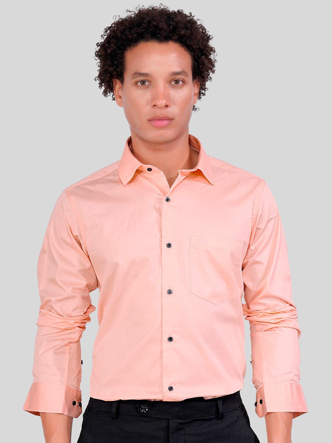 

FRENCH CROWN Standard Regular Fit Opaque Cotton Casual Shirt, Pink