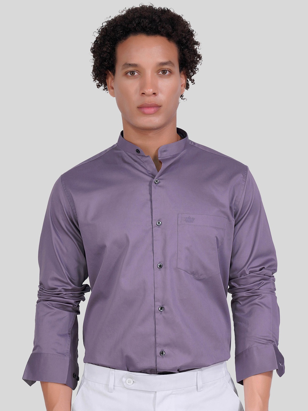 

FRENCH CROWN Standard Regular Fit Opaque Cotton Casual Shirt, Purple