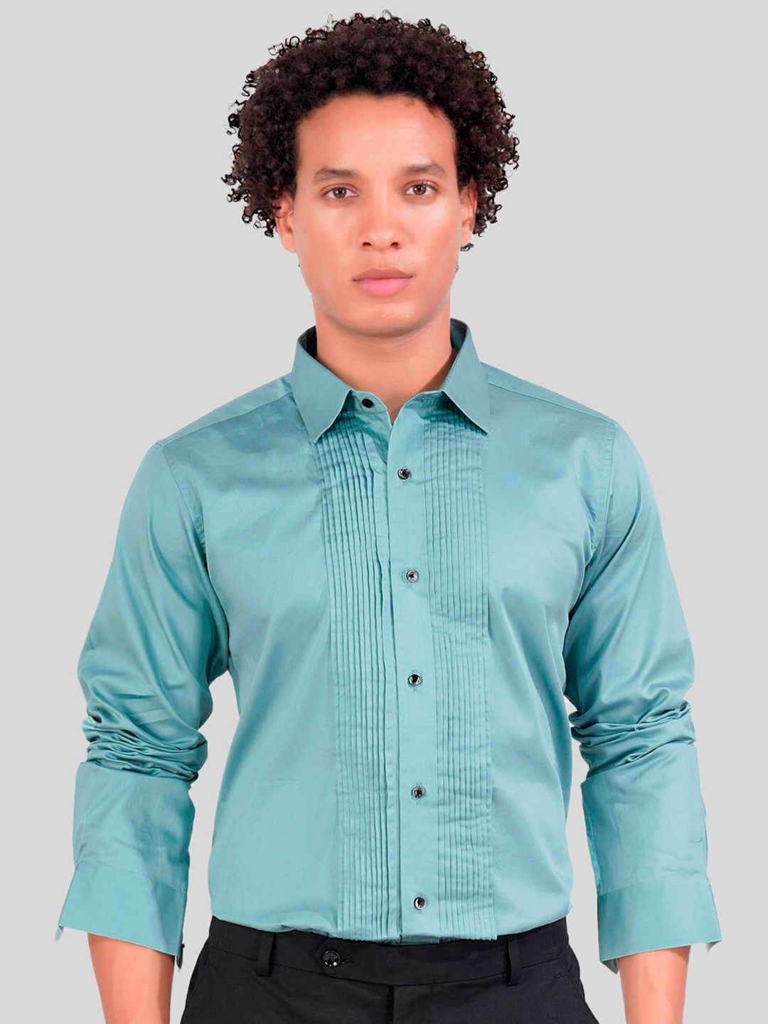 

FRENCH CROWN Standard Opaque Cotton Casual Shirt, Blue