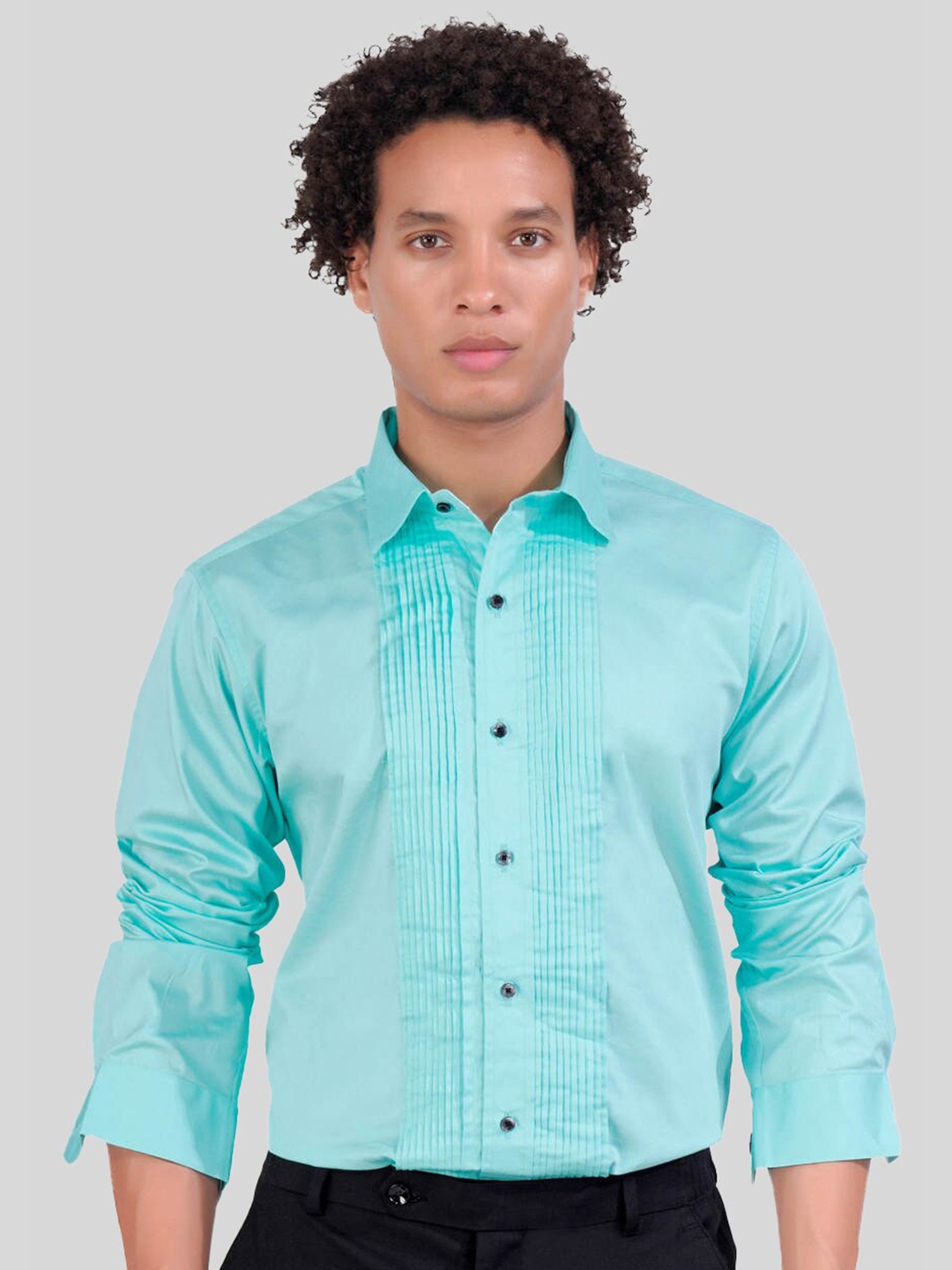 

FRENCH CROWN Standard Regular Fit Opaque Cotton Casual Shirt, Blue
