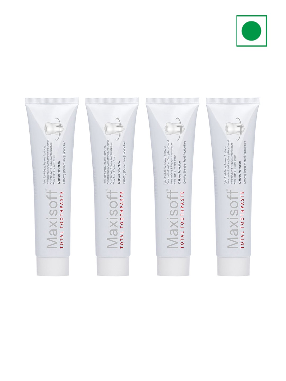 

Maxisoft Set of 4 Total Toothpaste for 12-Hour Oral Protection - 100 g each, White