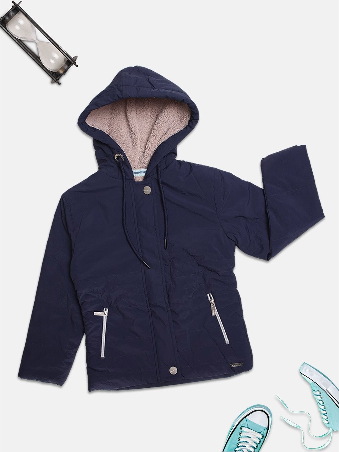 

PAMPOLINA Girls Hooded Padded Jacket, Navy blue