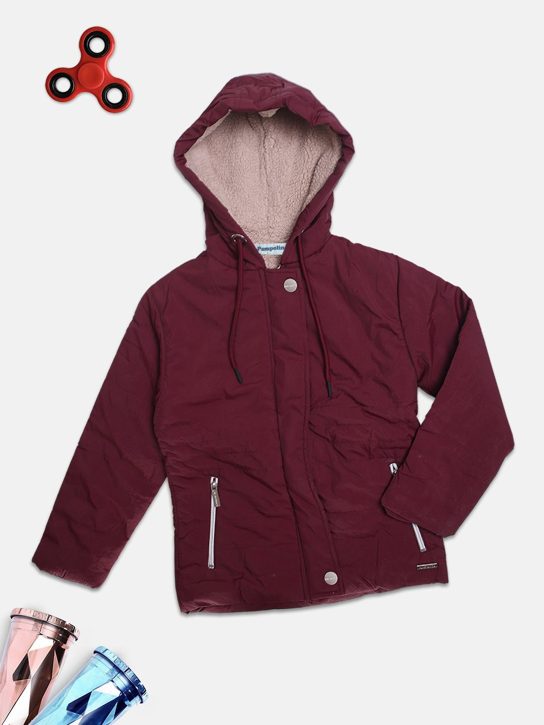 

PAMPOLINA Girls Hooded Padded Jacket, Maroon