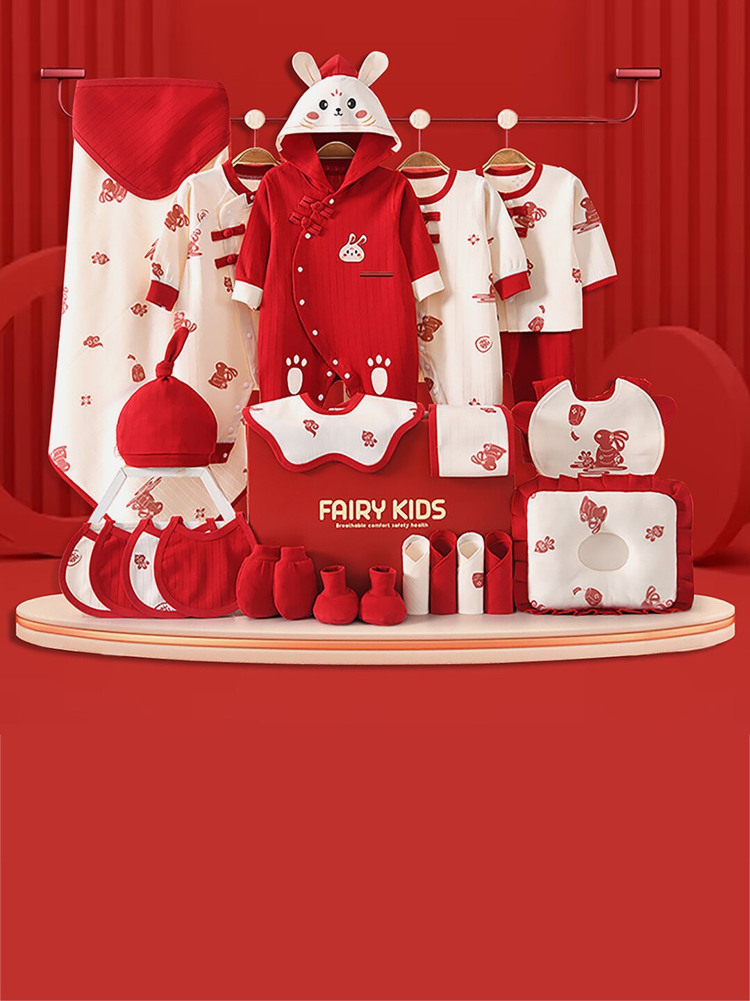 

Little Surprise Box LLP Infants Pack of 24 Baby Apparel Gift Set, Red