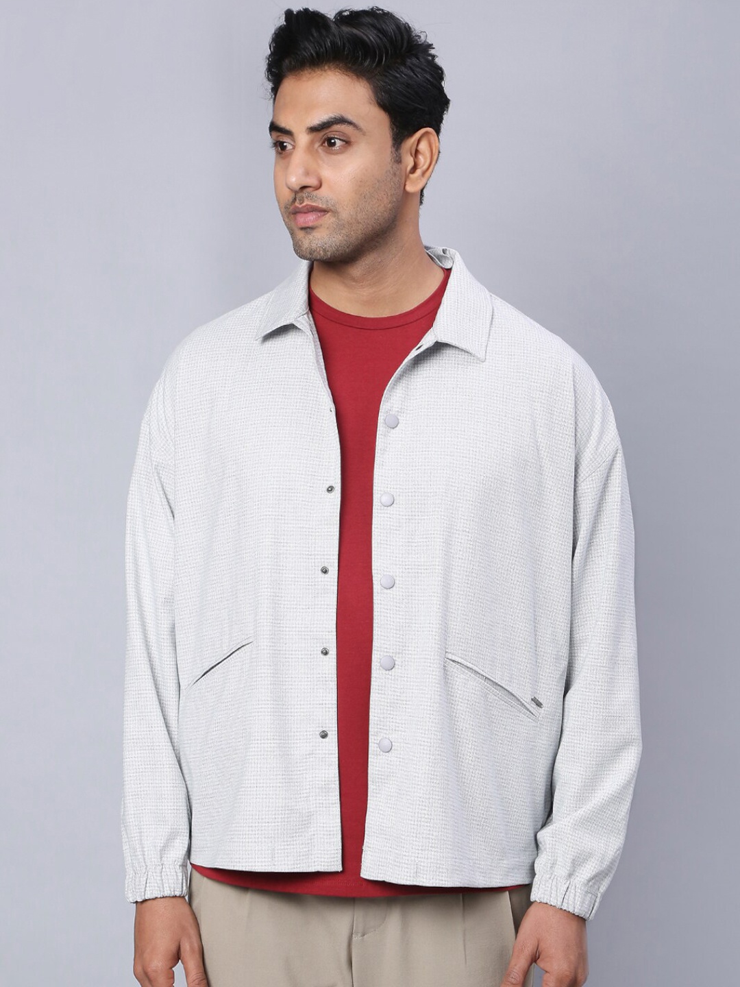 

ONEMILE Self Design Lightweight Tailored Jacket, Grey