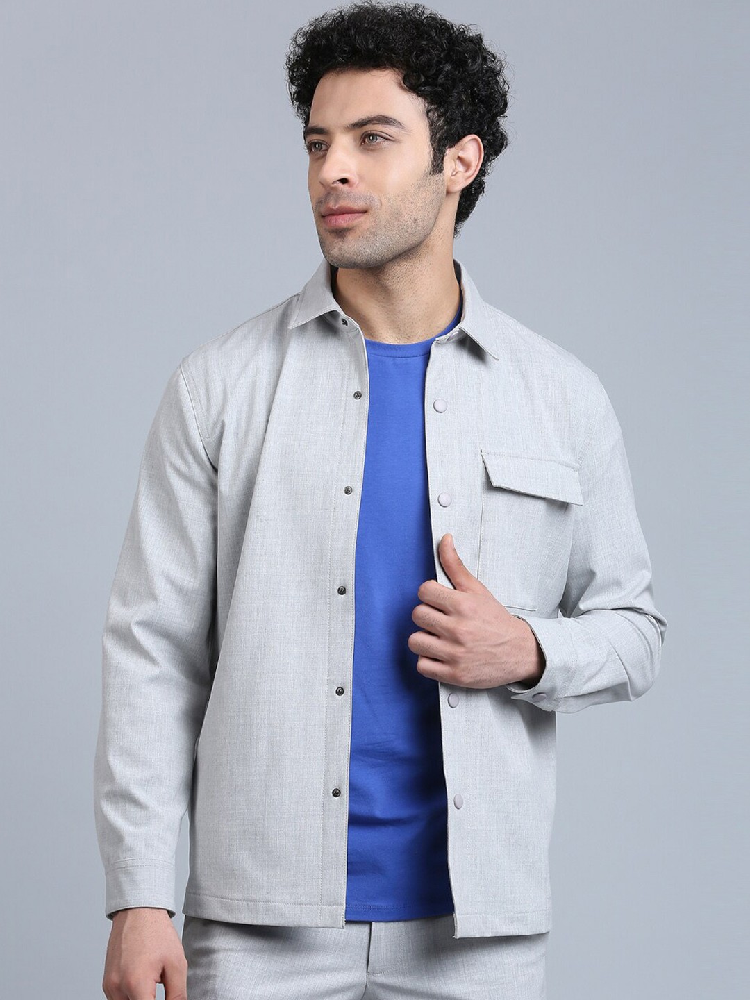 

ONEMILE Spread Collar Shacket, Grey