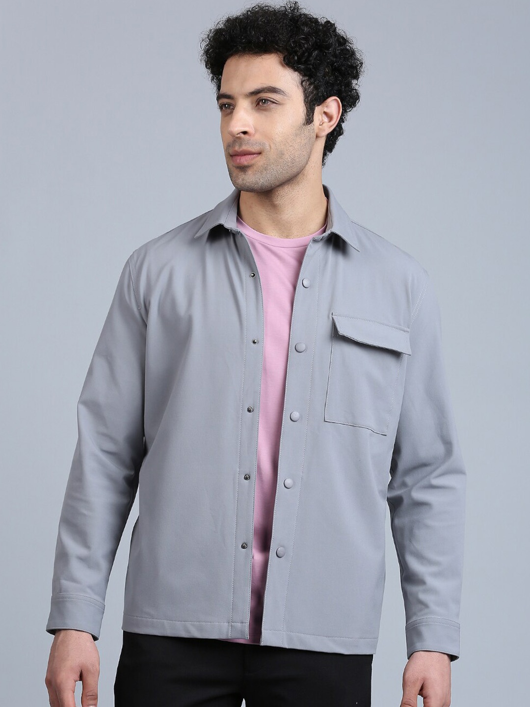 

ONEMILE Spread Collar Shacket, Grey