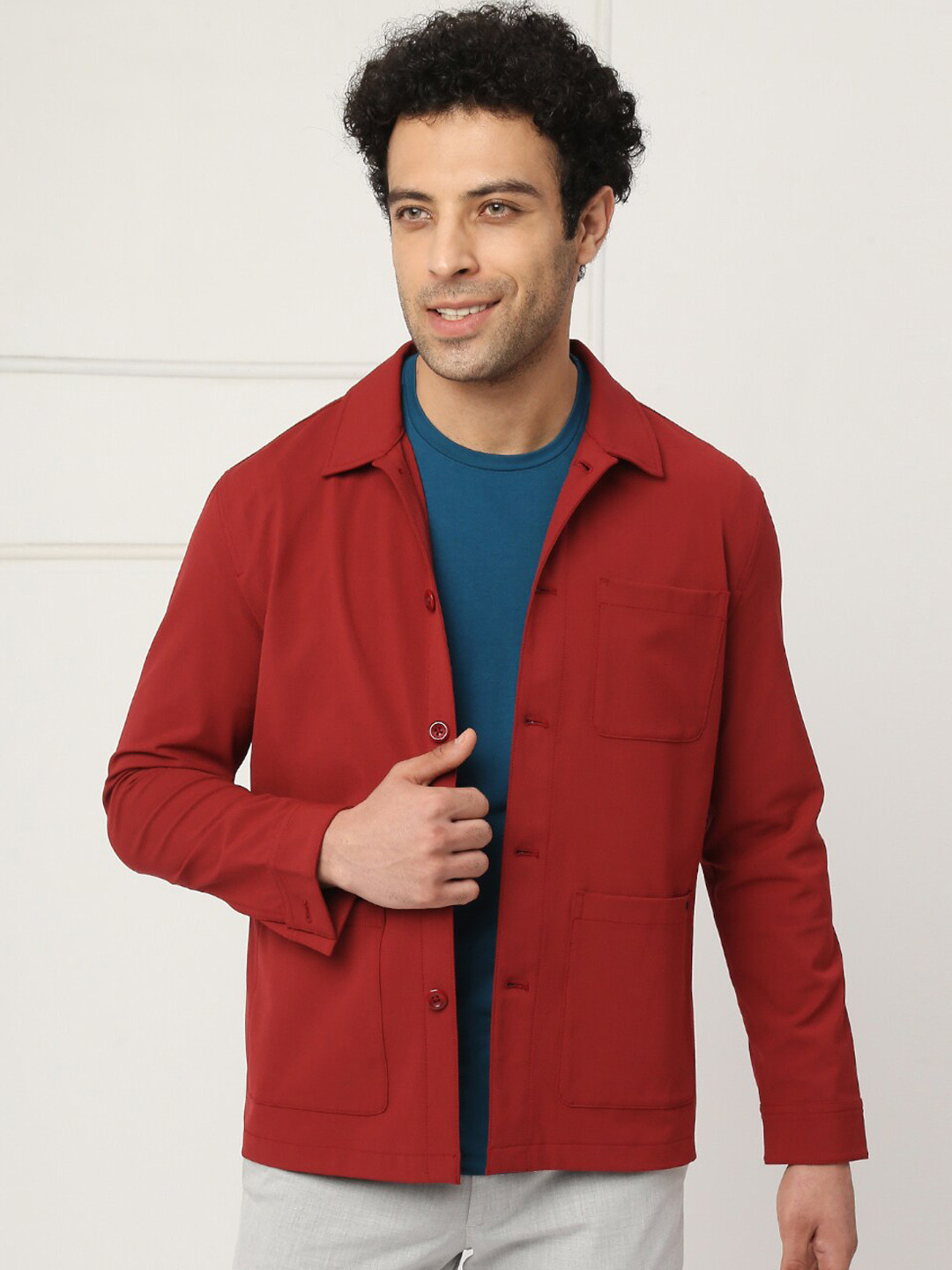 

ONEMILE Spread Collar Shacket, Red
