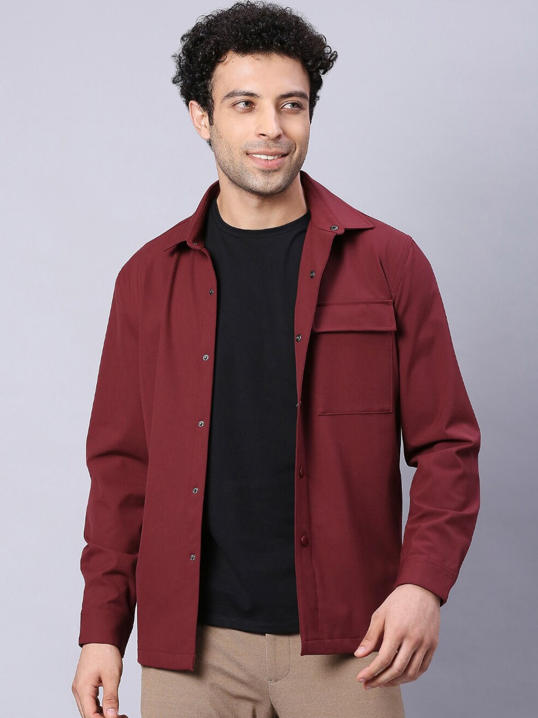 

ONEMILE Spread Collar Shacket, Red