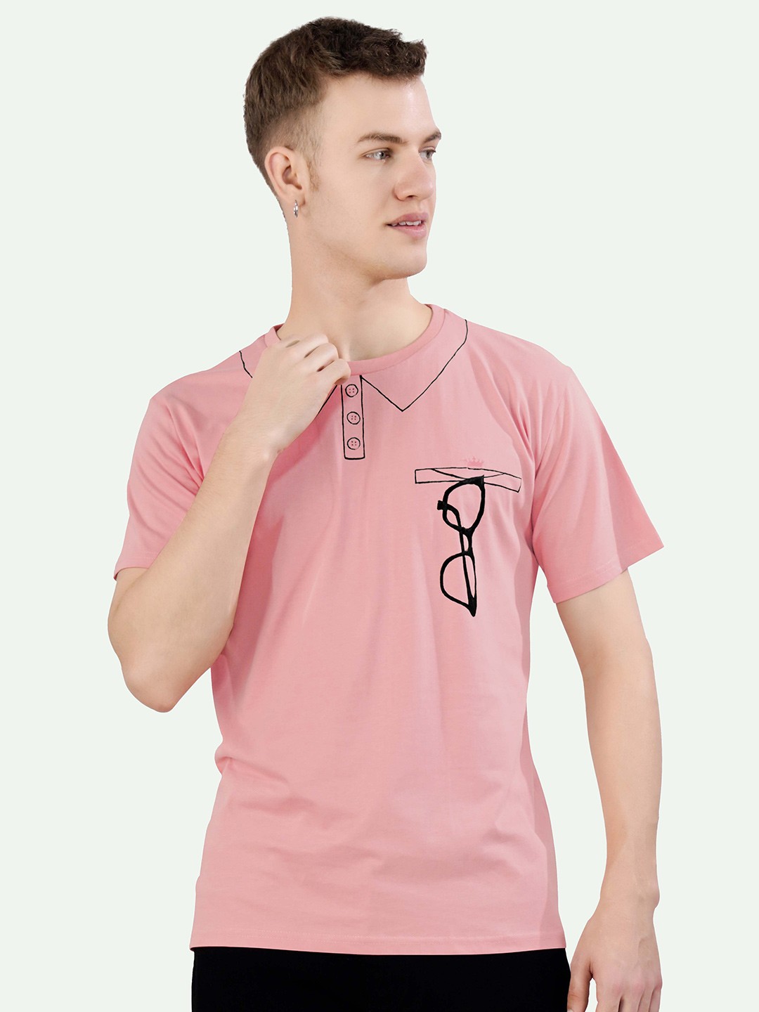 

FRENCH CROWN Conversational Printed T-shirt, Pink