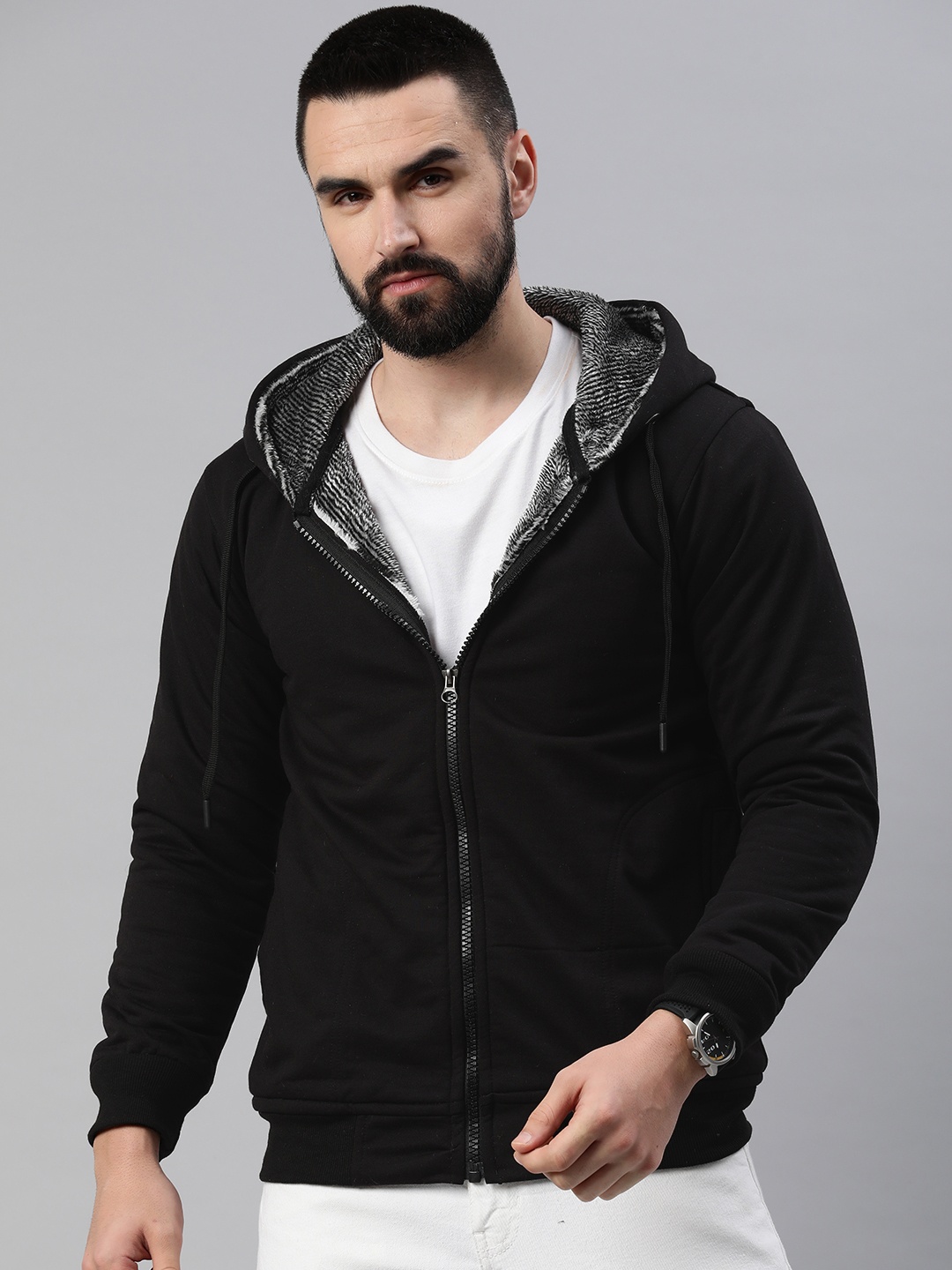 

ADBUCKS Men Hooded Sweatshirt, Black