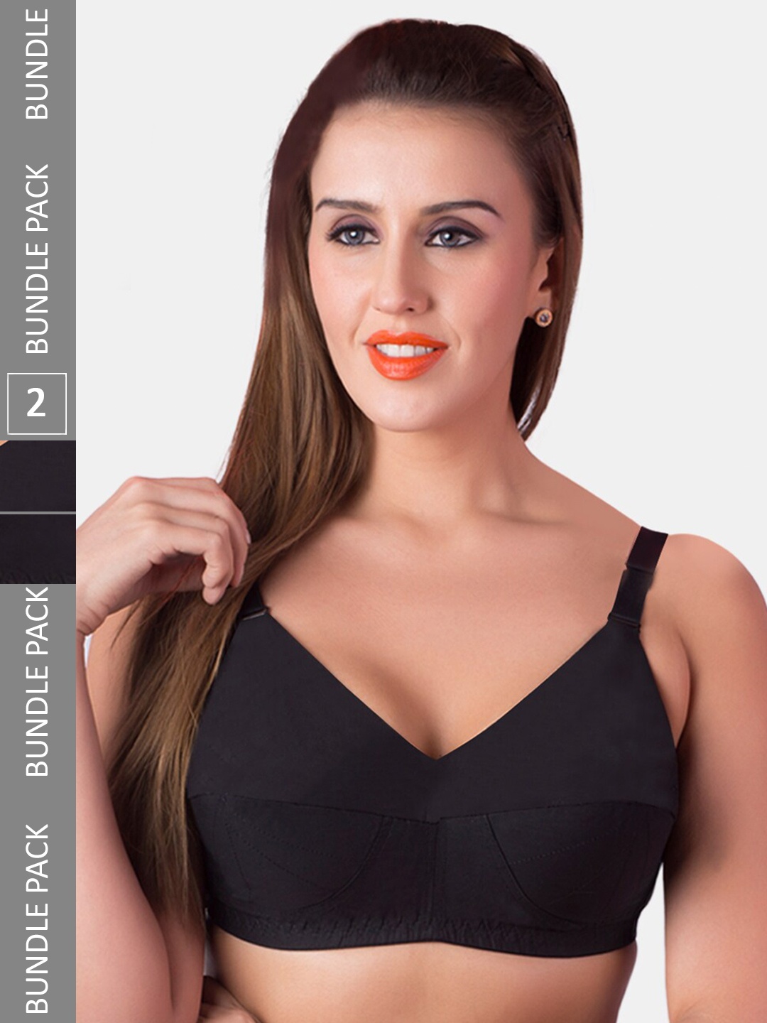 

Rajnie Pack of 2 Full Coverage Minimizer Bra With All Day Comfort, Black