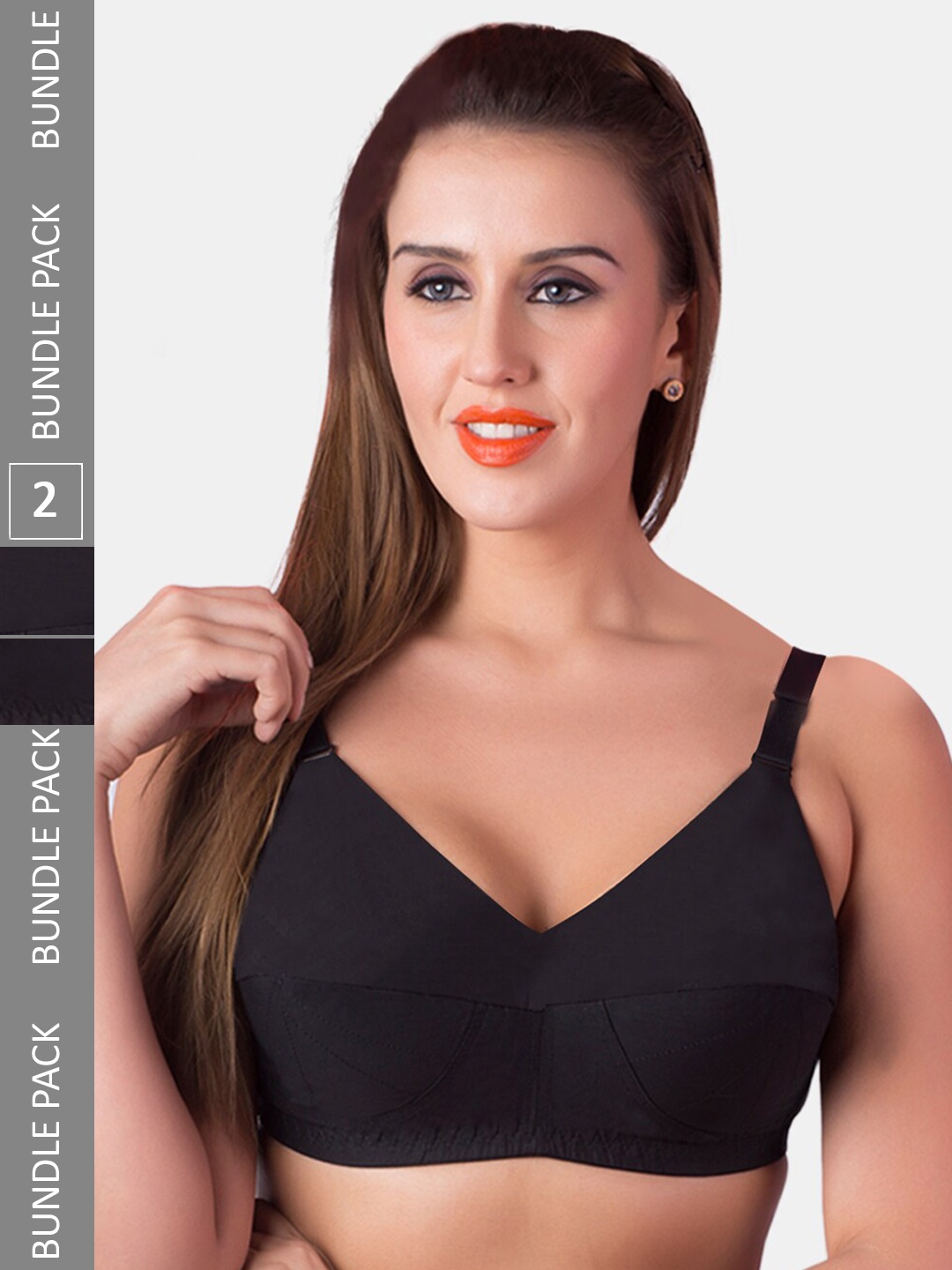 

Rajnie Pack of 2 Full Coverage Minimizer Bra With All Day Comfort, Black