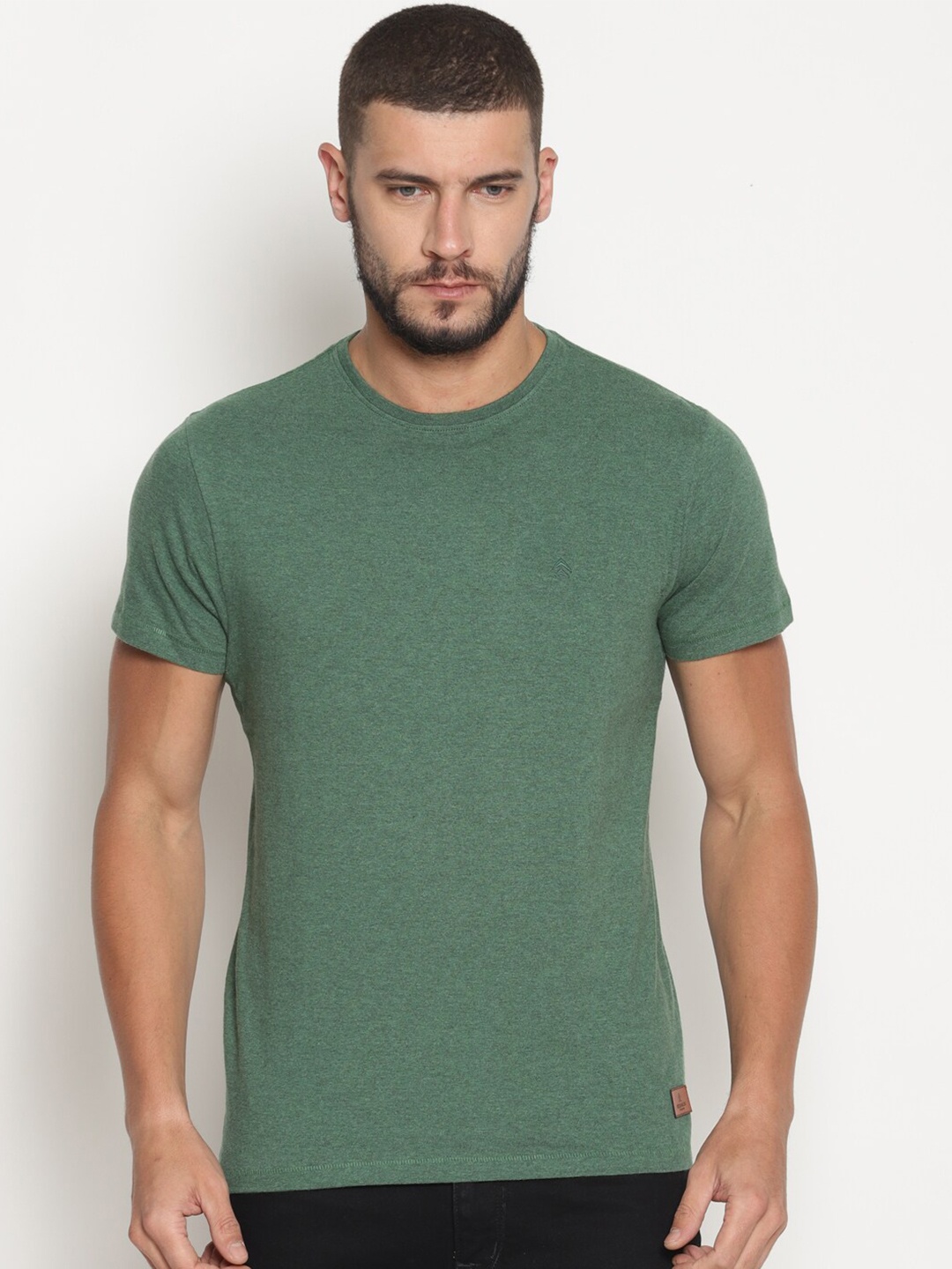 

Steenbok Round Neck Slim Fit Cotton T-Shirt, Green