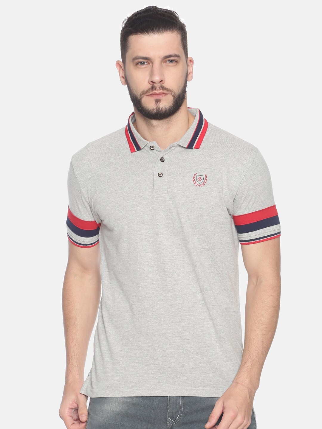 

Steenbok Polo Collar Slim Fit Pure Cotton Casual T-shirt, Grey