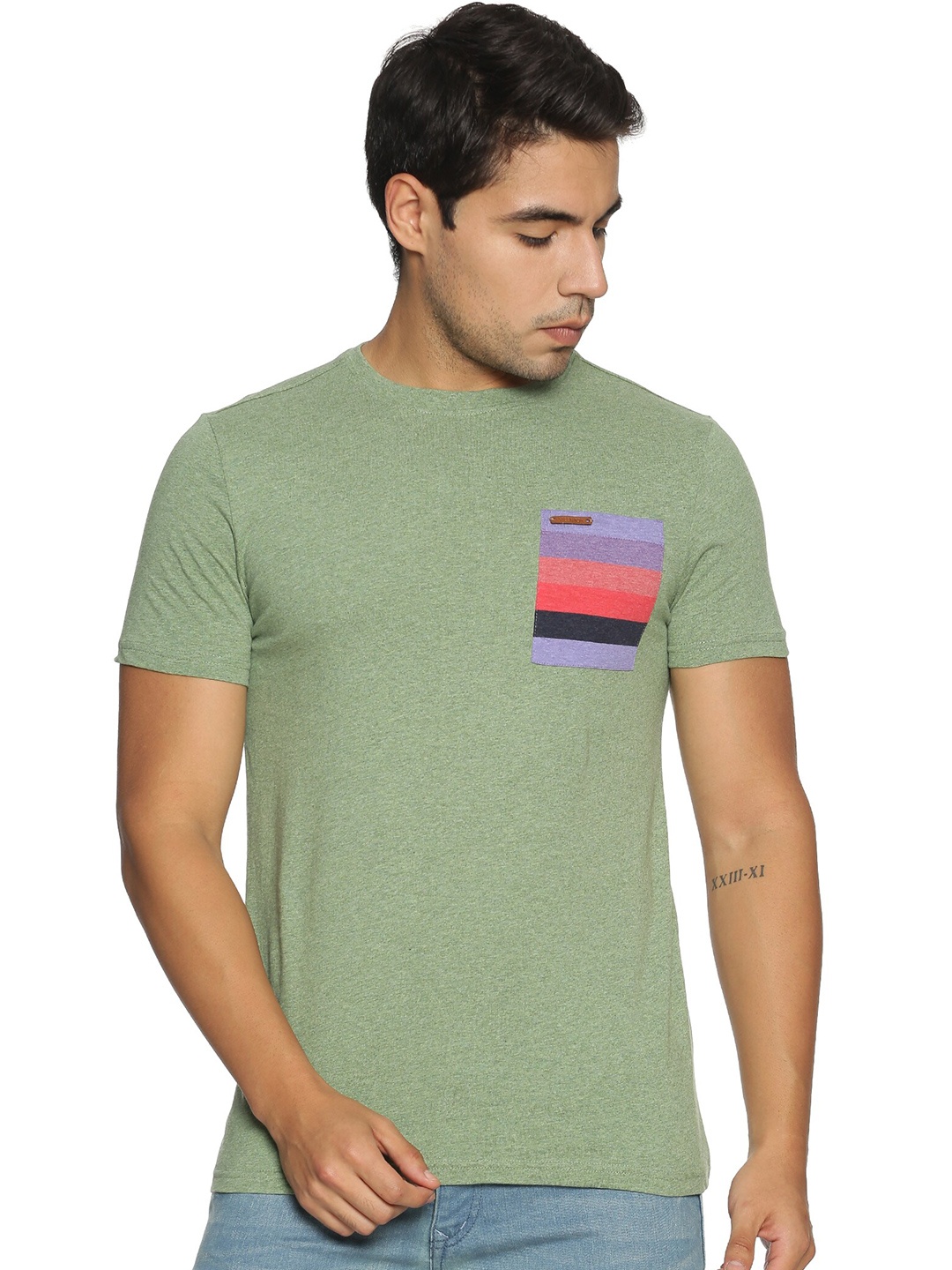 

Steenbok Round Neck Slim Fit Cotton T-Shirt, Green