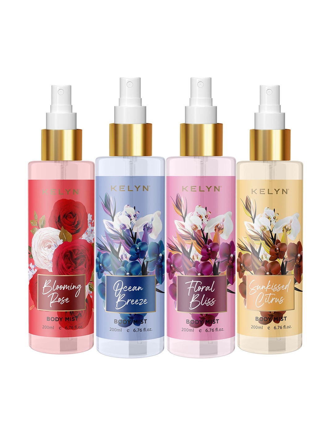 

KELYN Women 4Pcs Long Lasting Body Mist Combo - 200ml Each, Multi