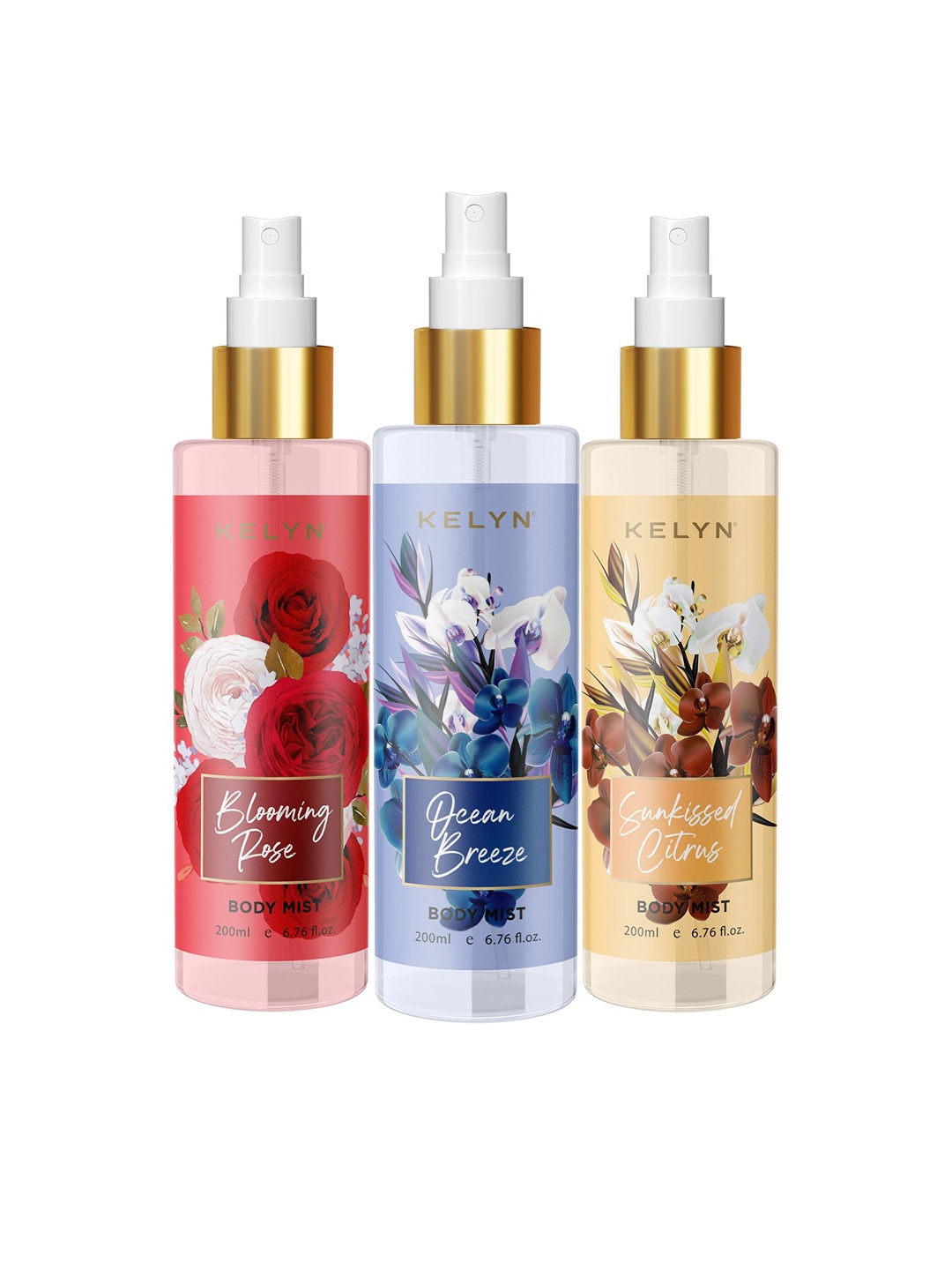 

KELYN Women Set Of 3 Long Lasting Body Mist Spray Combo - 200ml Each, Multi