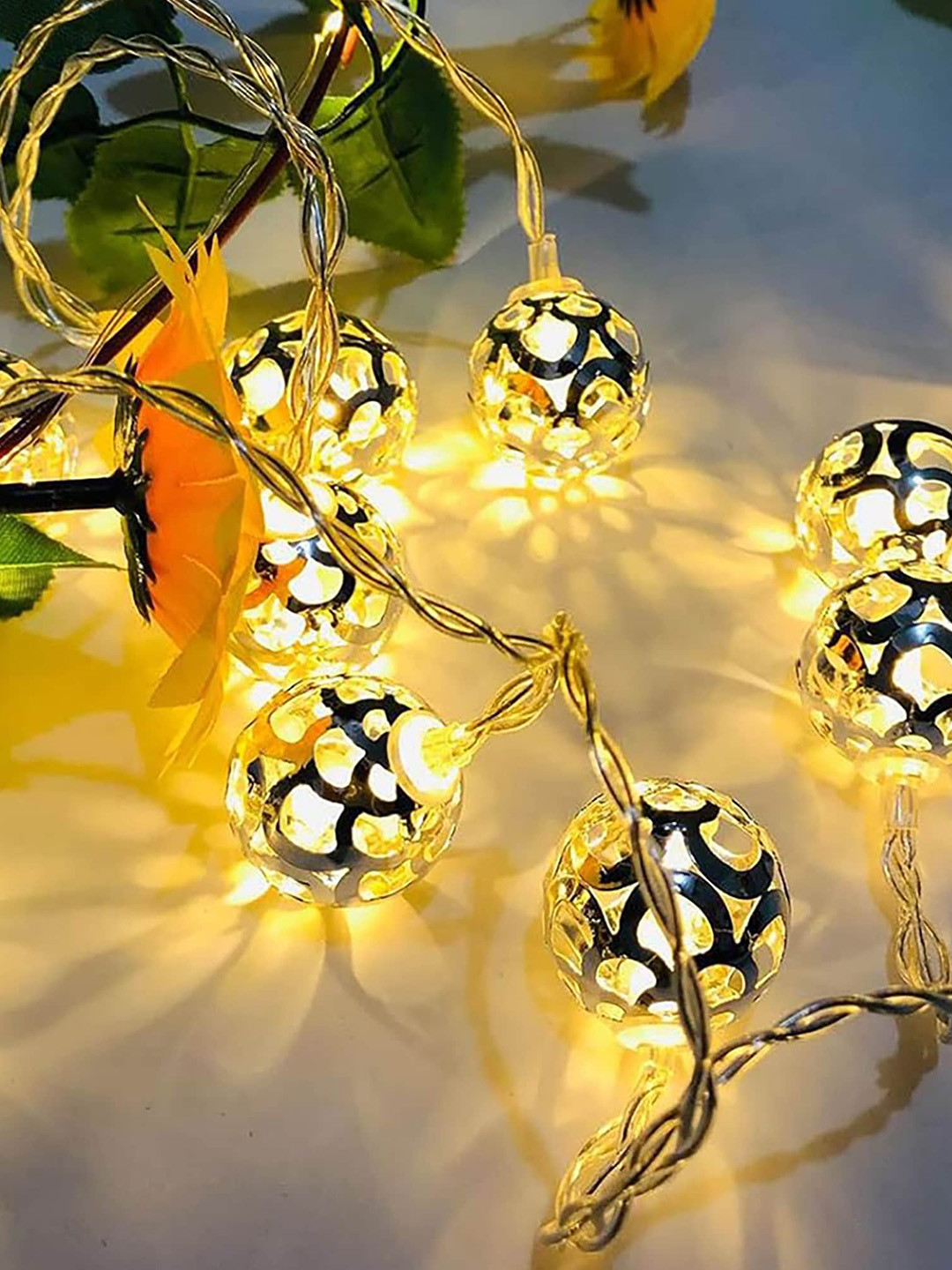 

Homesake Golden Metal Ball Shaped LED Fairy String Lights, Gold