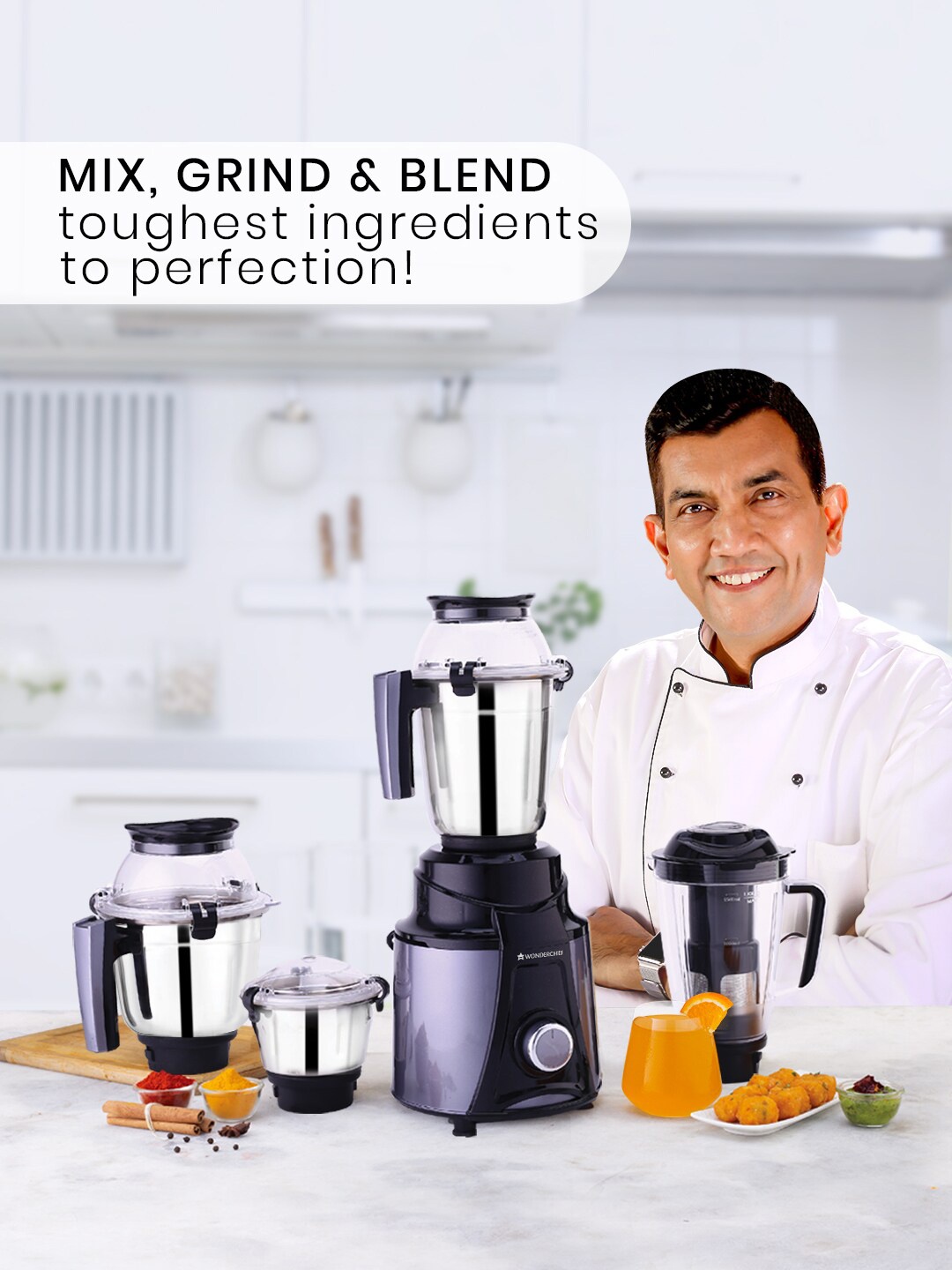 

Wonderchef Galaxy 4-Pcs Grey Mixer Grinder