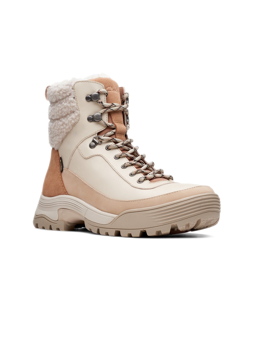 

Clarks Women Mid Top Leather Platform Heel Regular Boots, Beige