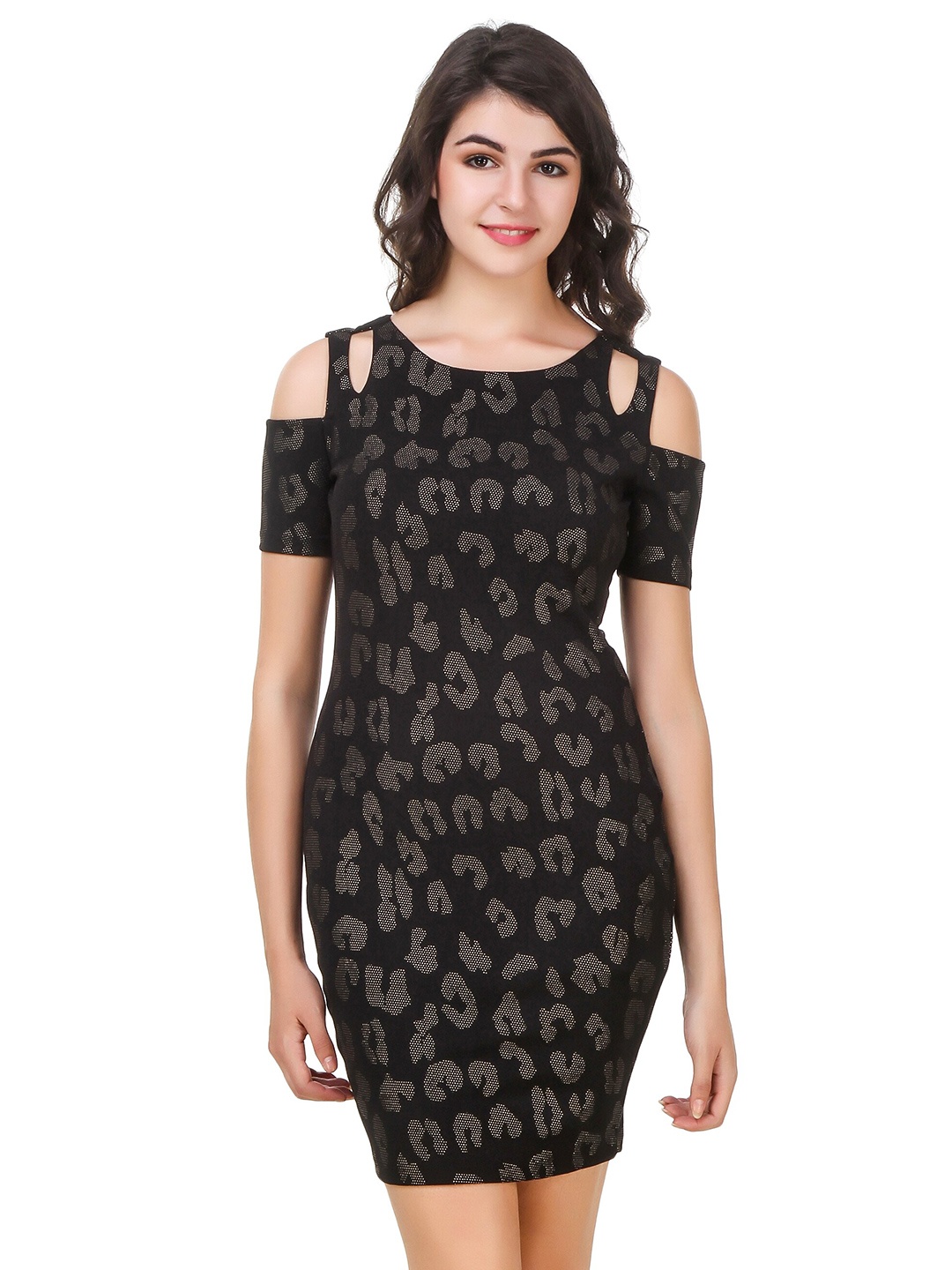 

LE BOURGEOIS Cold-Shoulder Bodycon Dress, Black