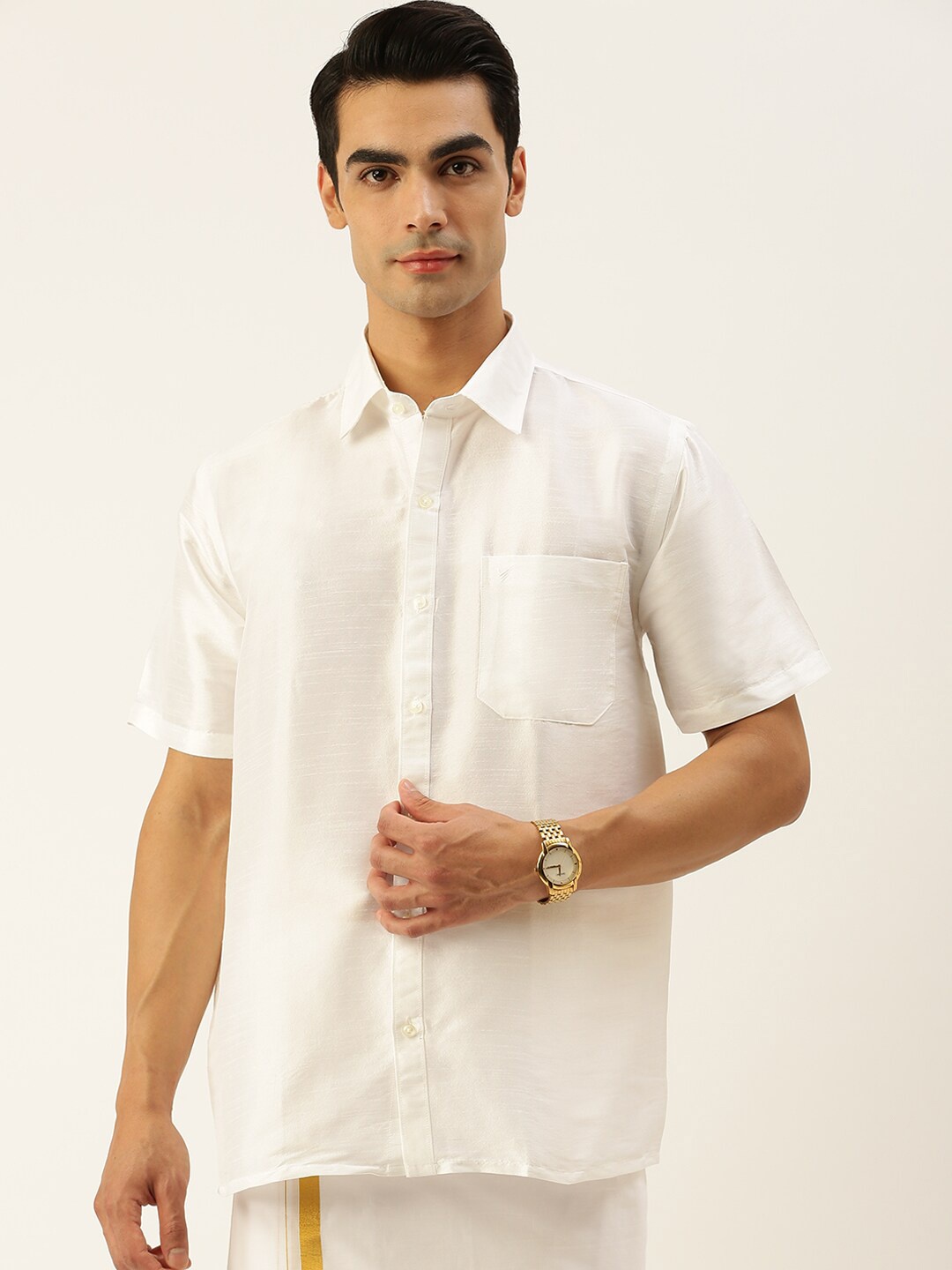 

Viveagham Comfort Regular Fit Opaque Casual Shirt, White