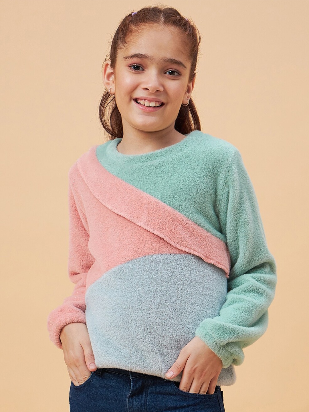 

Ben & Joe Girls Colourblocked Pullover, Green
