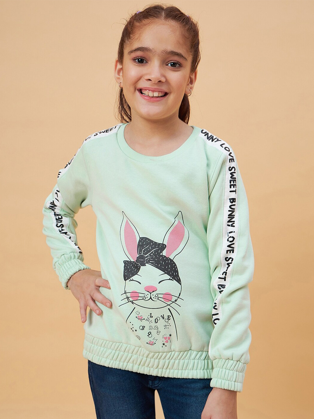 

Ben & Joe Girls Graphic Printed Fleece Pullover, Green