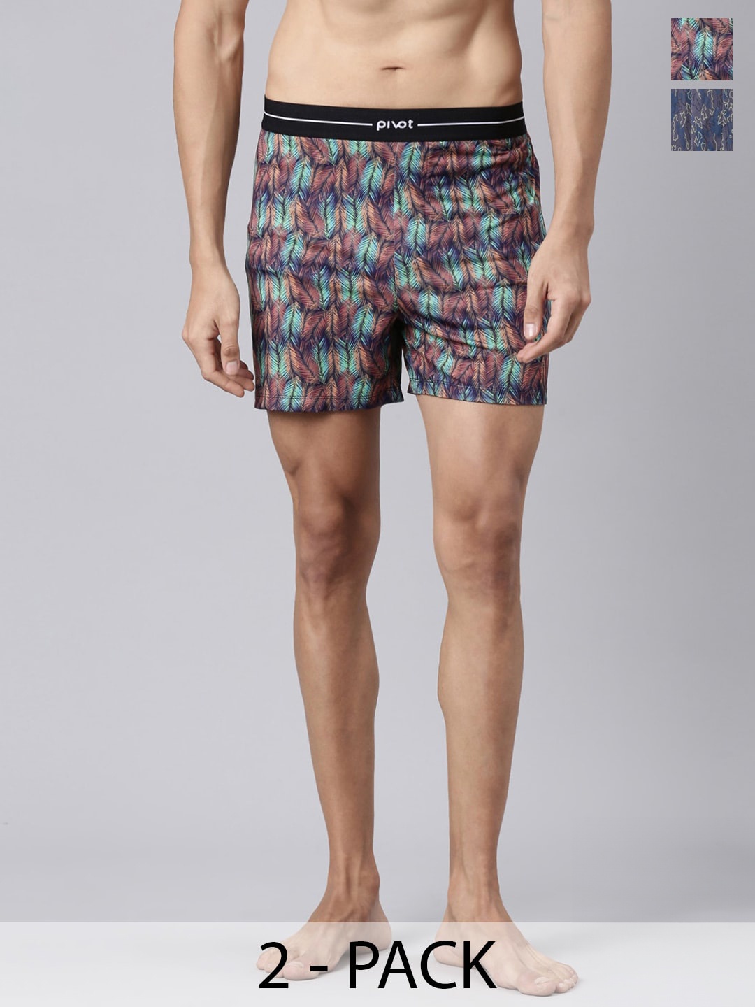 

pivot Pack Of 2 Printed Anti-Odour Inner Boxers PT-S23-P2-BXR-09, Blue