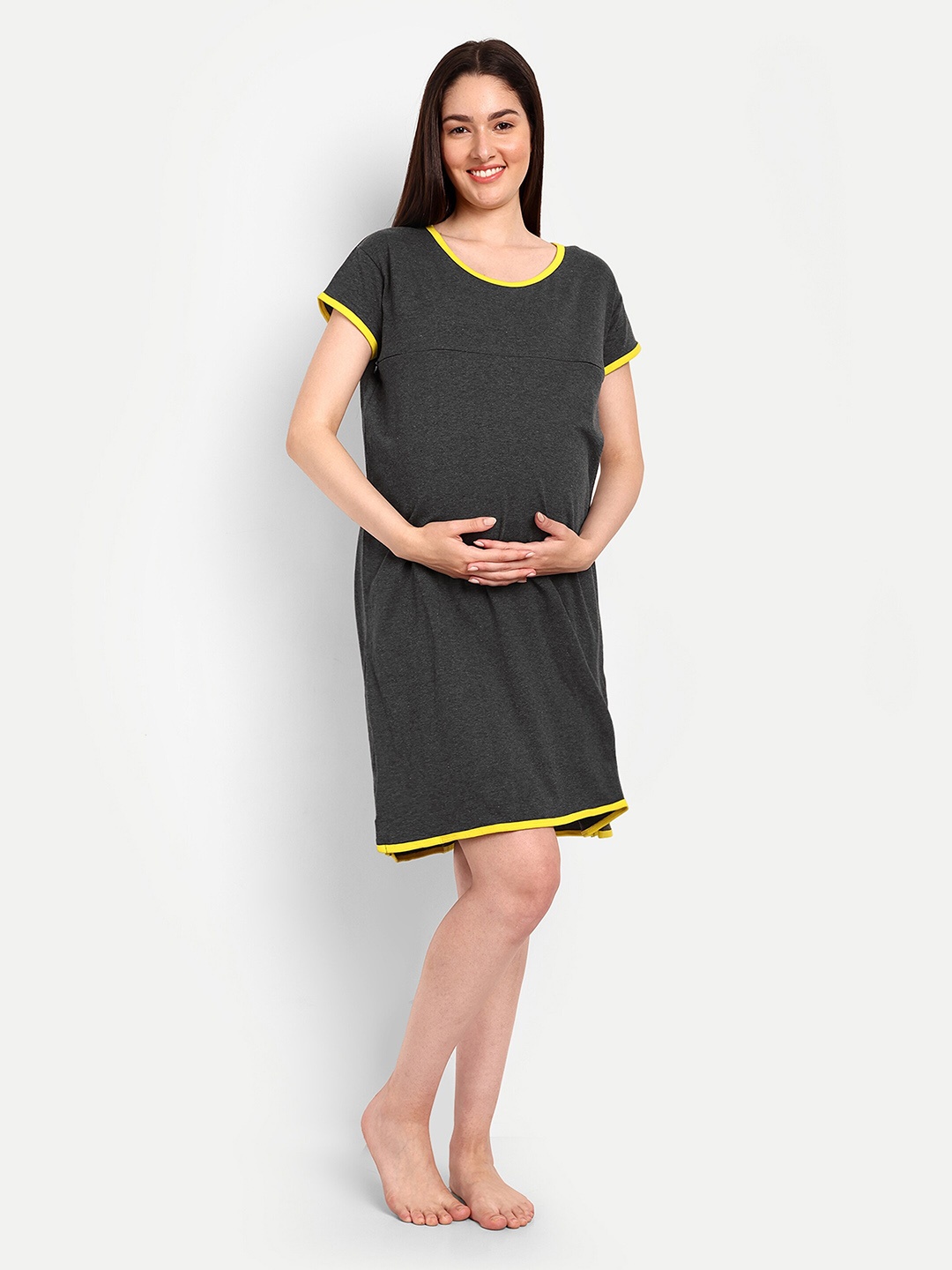 

SillyBoom Lightweight Maternity T-Shirt Nightdress, Charcoal