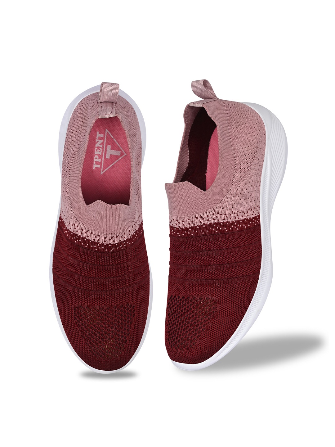 

TPENT Women Colourblocked Slip-On Sneakers, Maroon