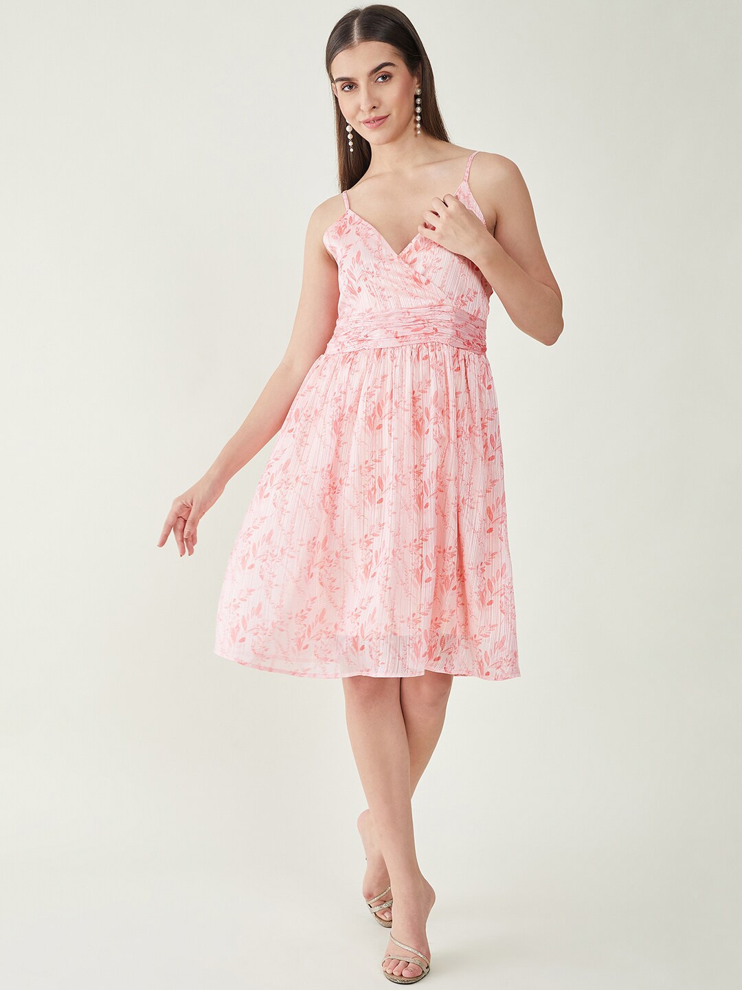 

Bitterlime Floral Fit & Flare Dress, Pink