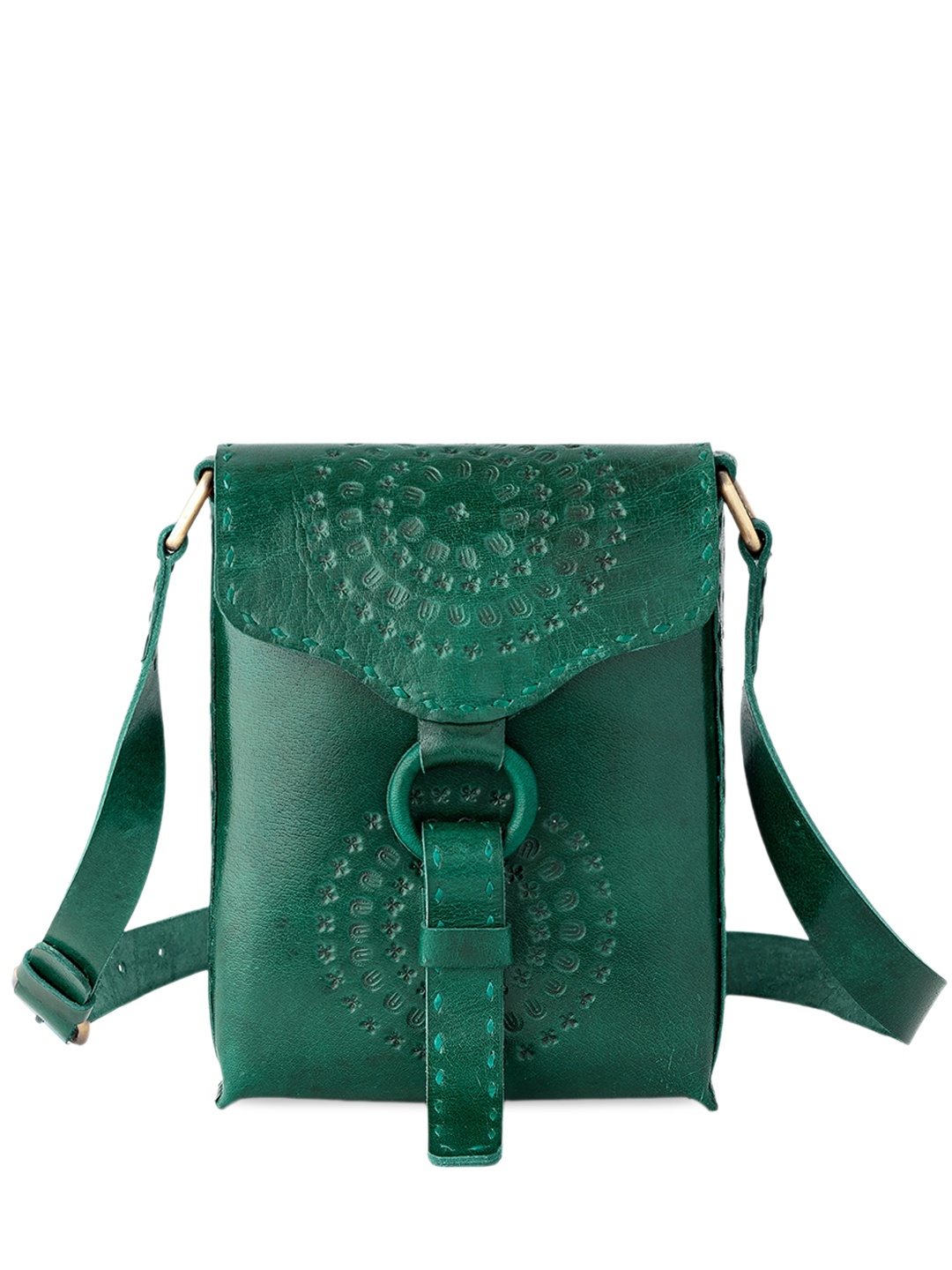 

Goatter Leather Structured Sling Bag, Green