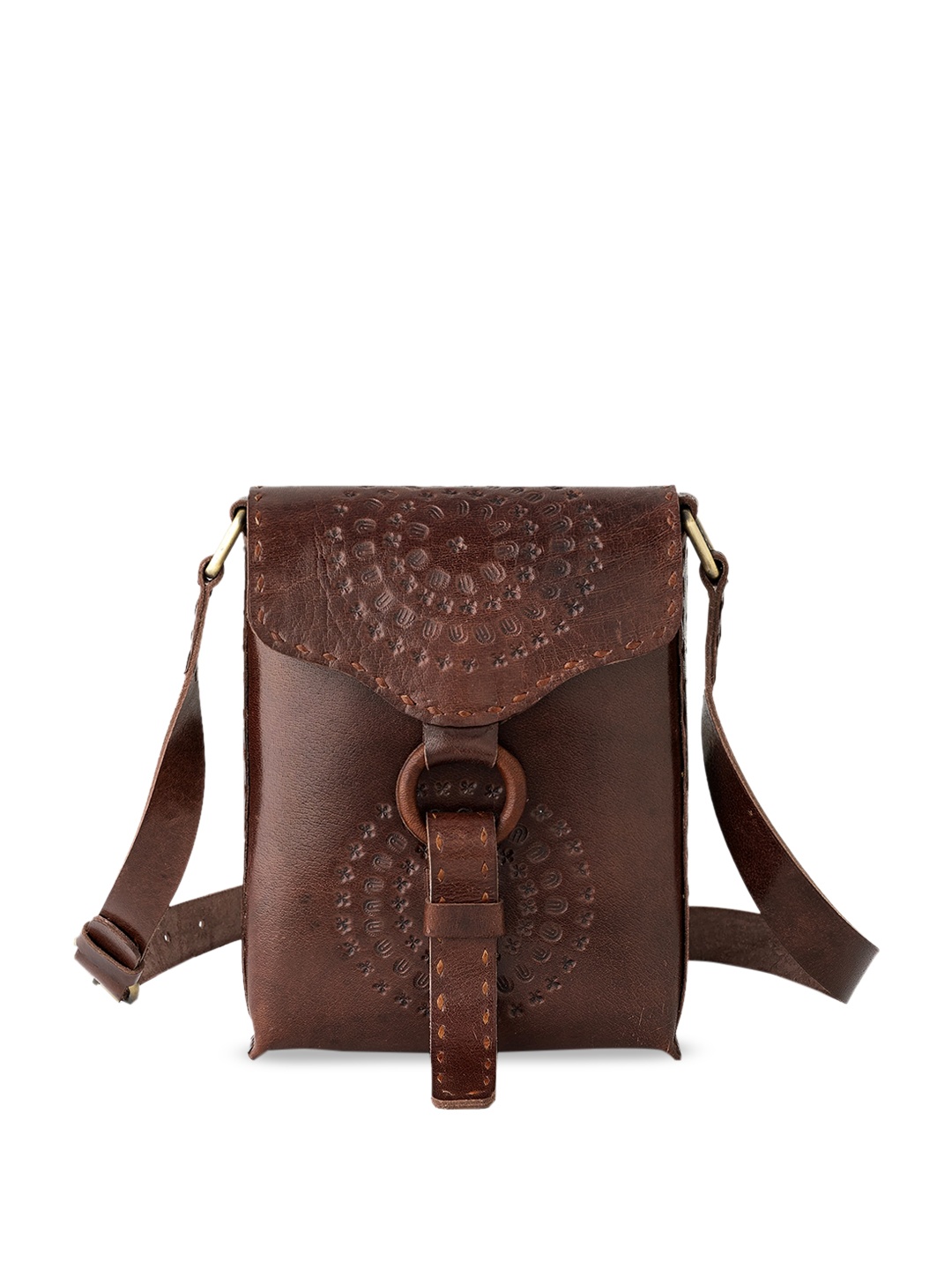 

Goatter Leather Structured Sling Bag, Coffee brown