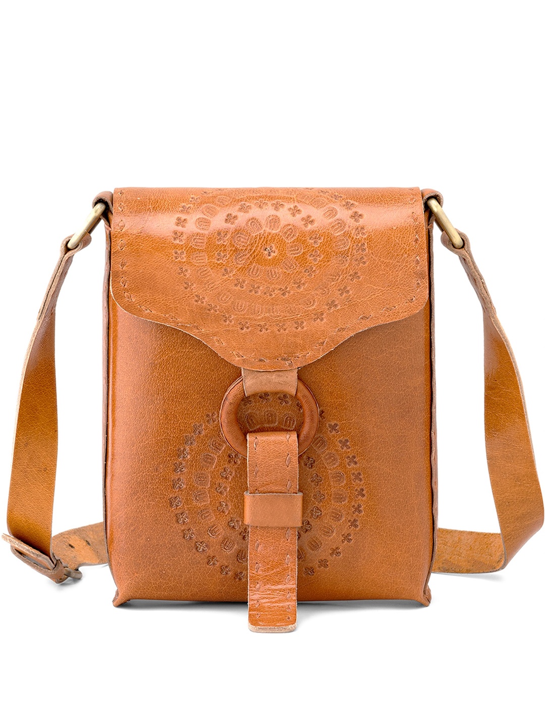 

Goatter Textured Structured Leather Sling Bag, Brown